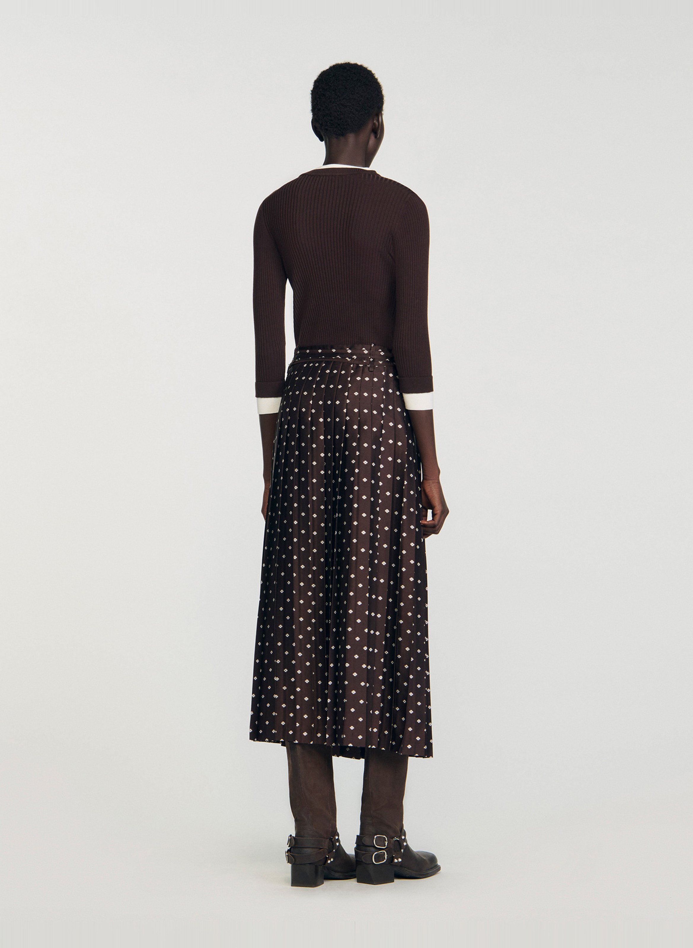 Jupe longue imprimée SANDRO Marron