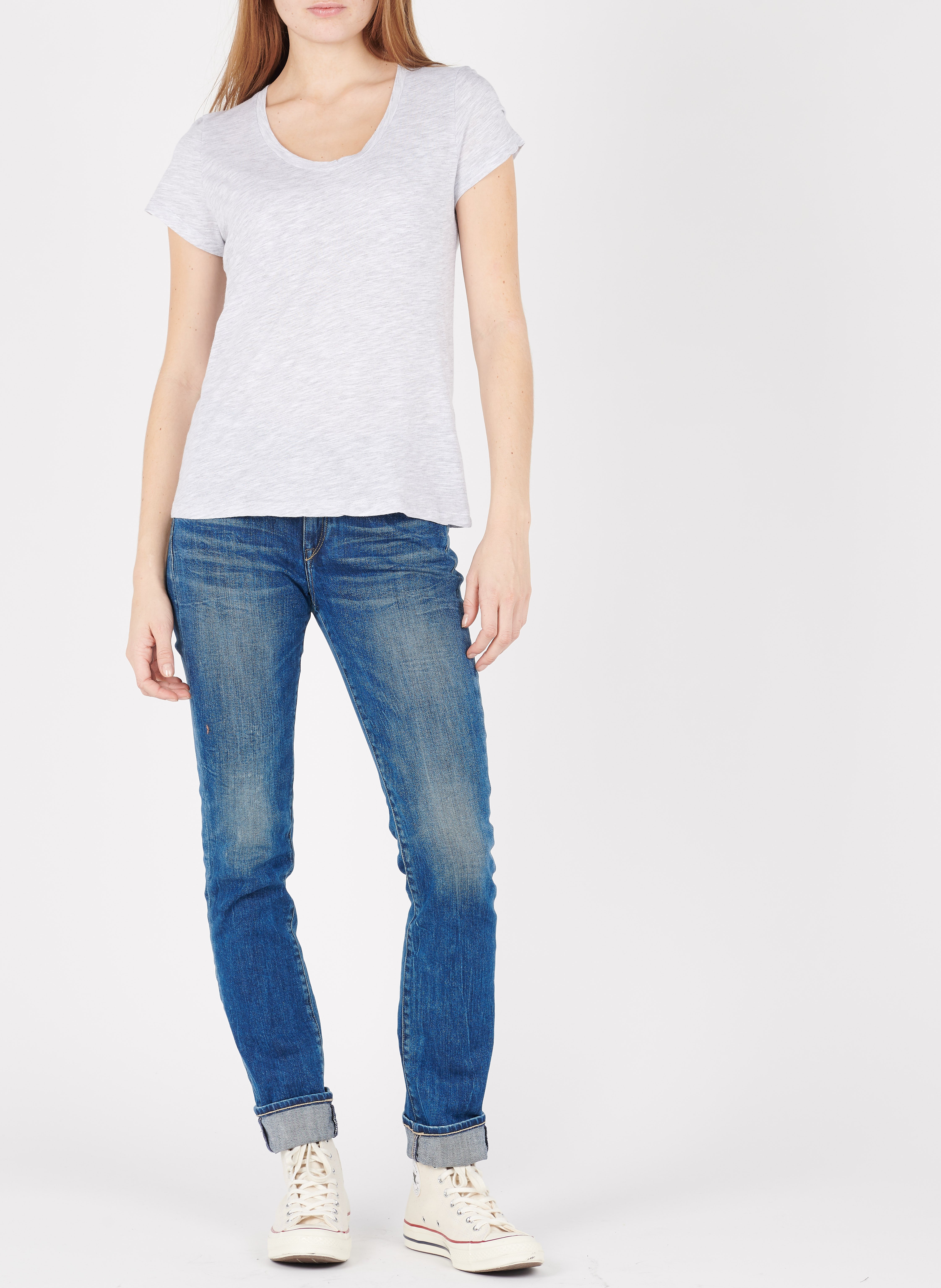 Tee-shirt col rond en coton mélangé jacksonville AMERICAN VINTAGE Gris