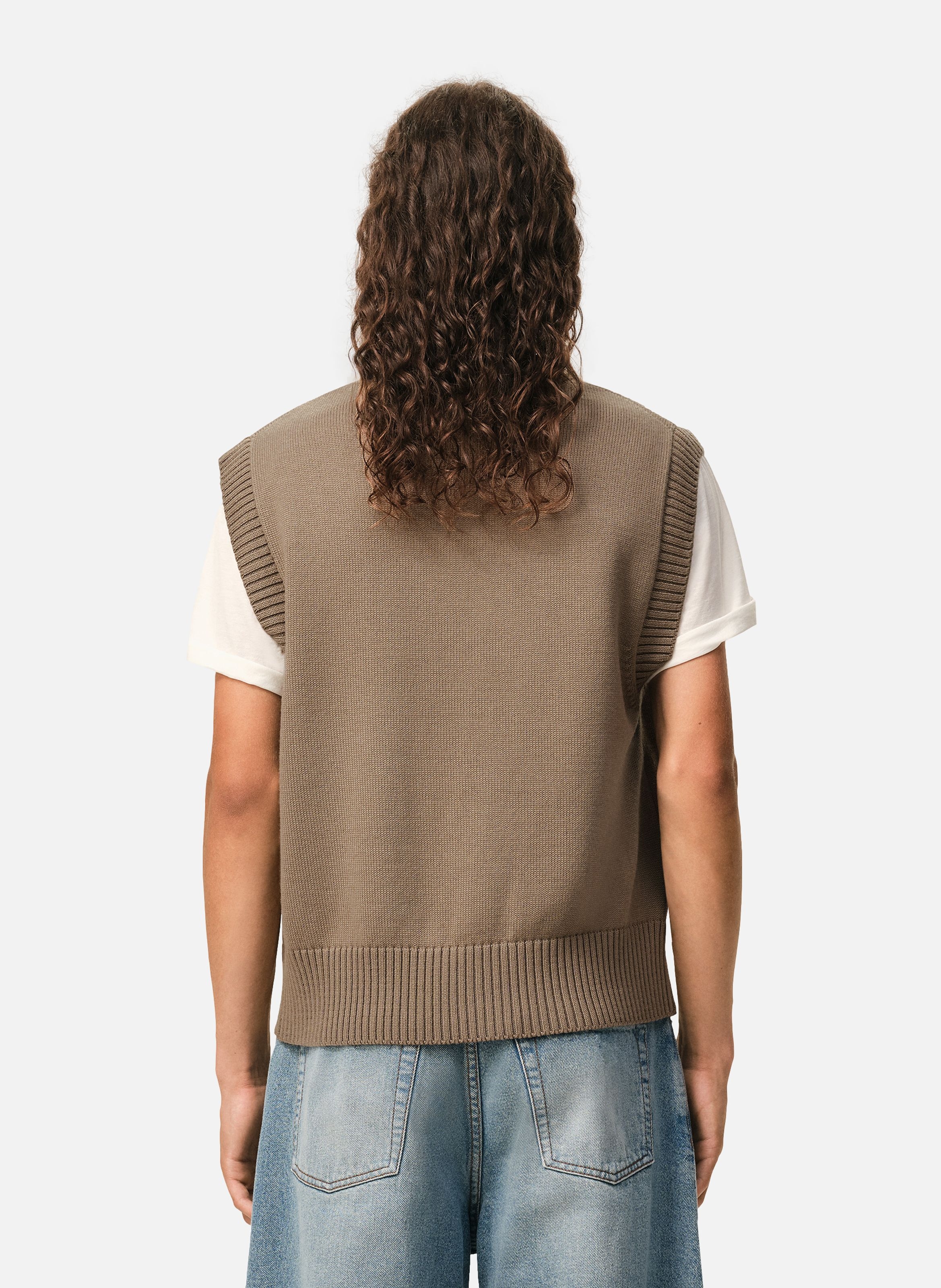 Pull col v sans manches ami de coeur en laine unisexe AMI PARIS Beige