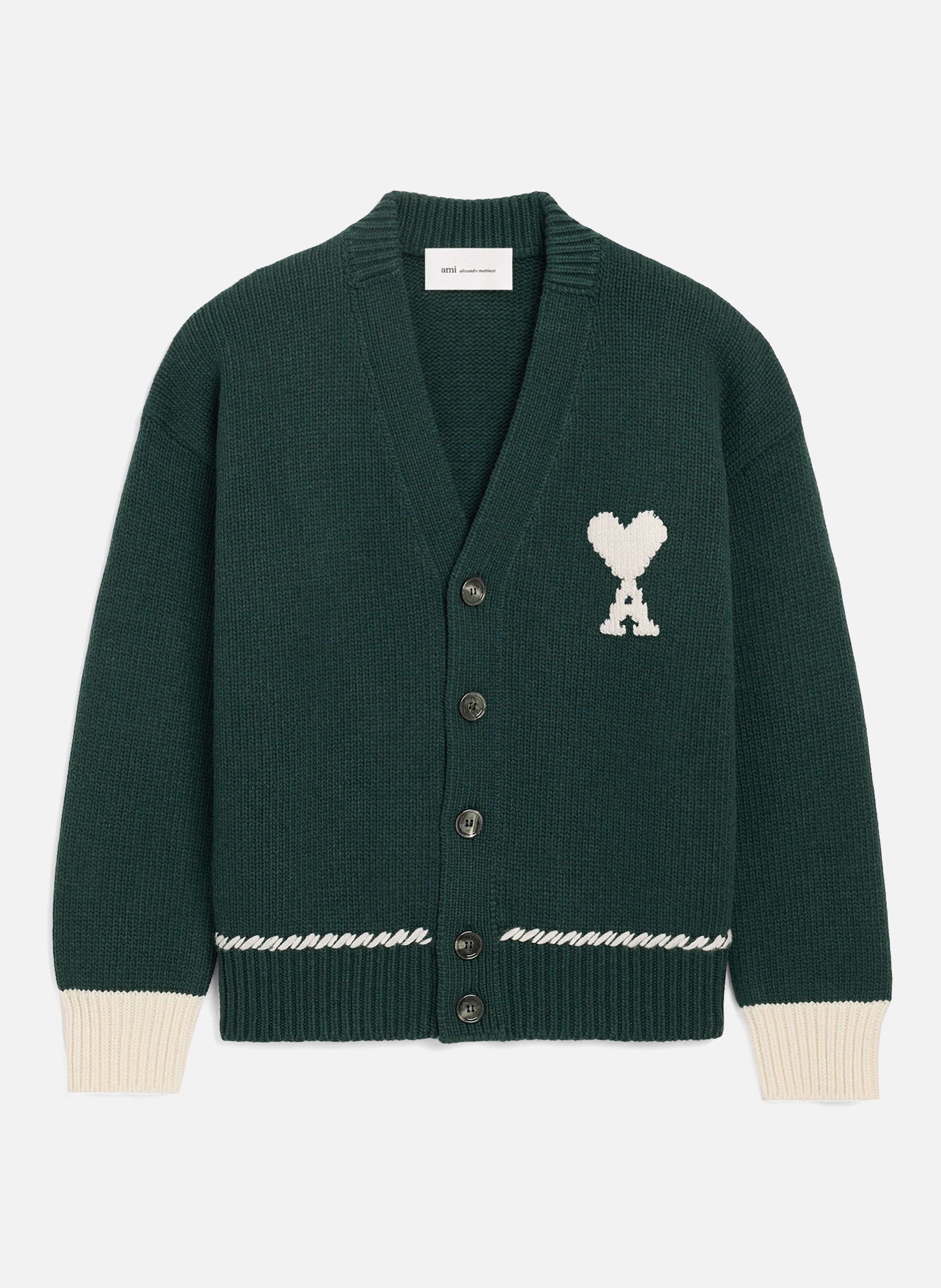 Cardigan ami de coeur unisexe en laine AMI PARIS Vert