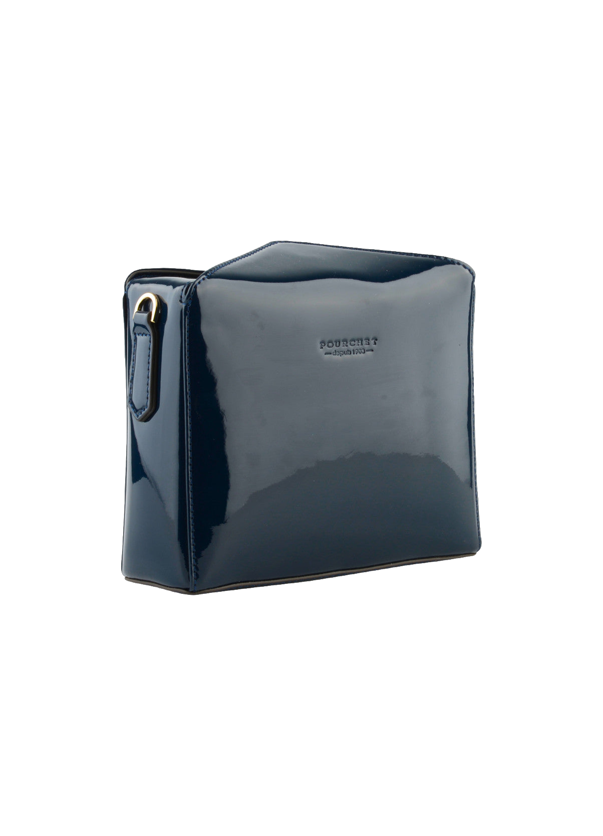 Cassetta vernis | sac porté épaule en cuir de vachette POURCHET Bleu