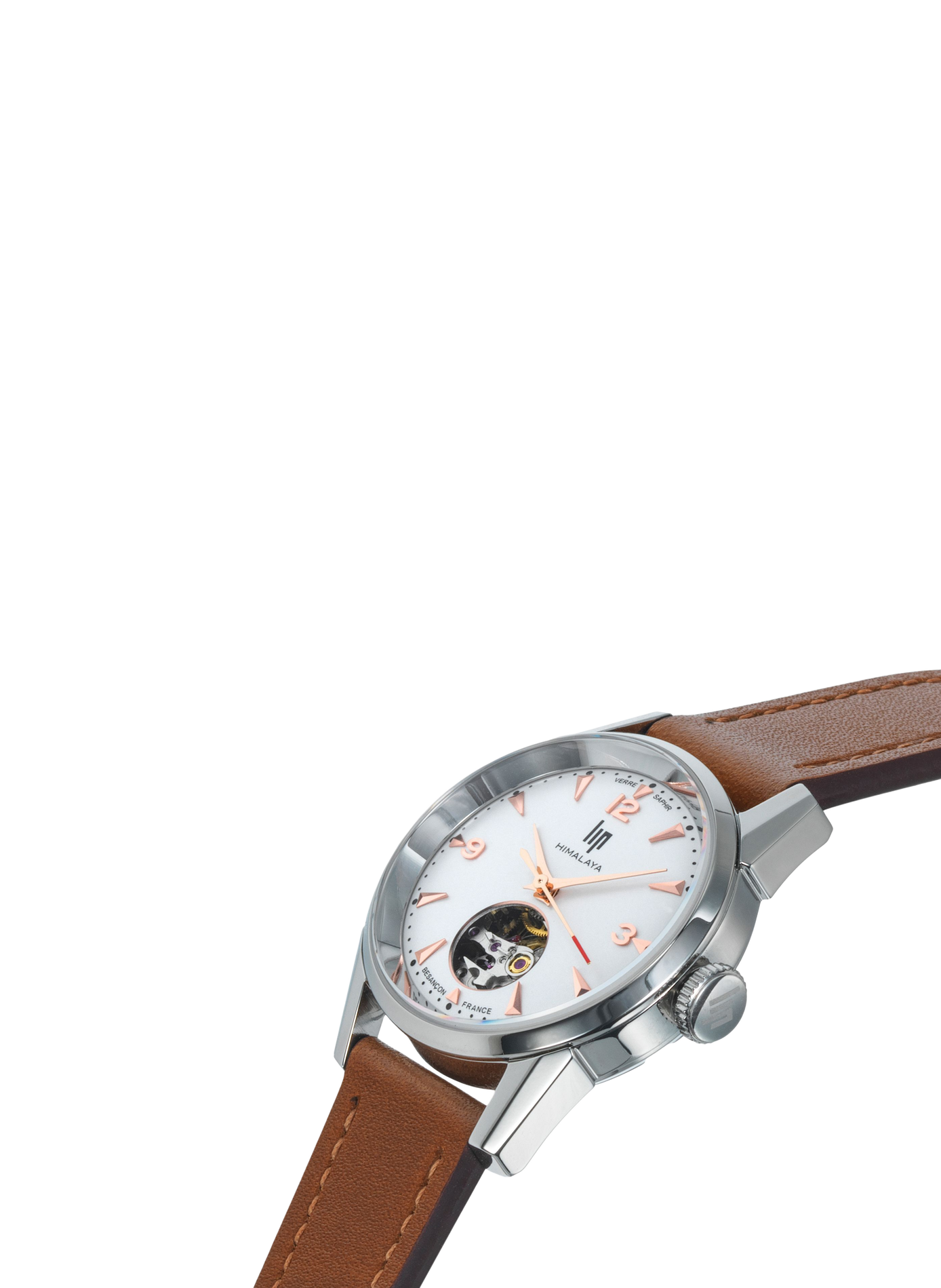 Montre automatique Himalaya coeur battant en cuir LIP Argent