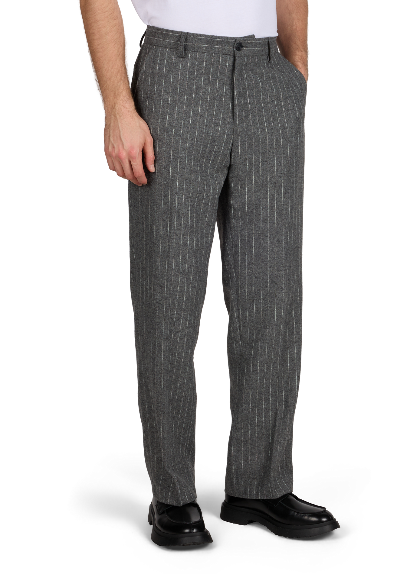 Pantalon Como Pinstripe rayé LES DEUX Gris