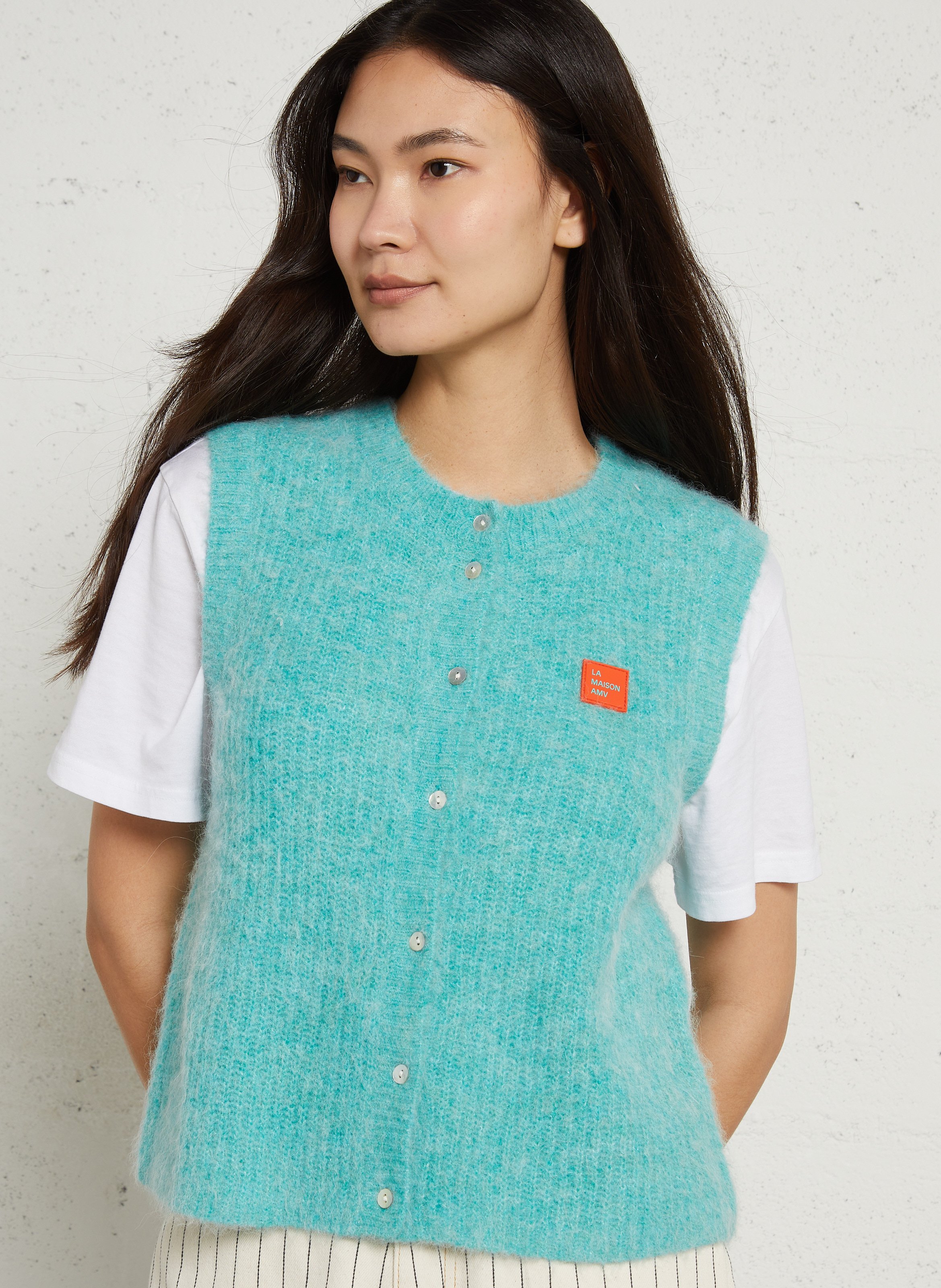 Gilet sans manches en maille duveteuse east  Recif chine