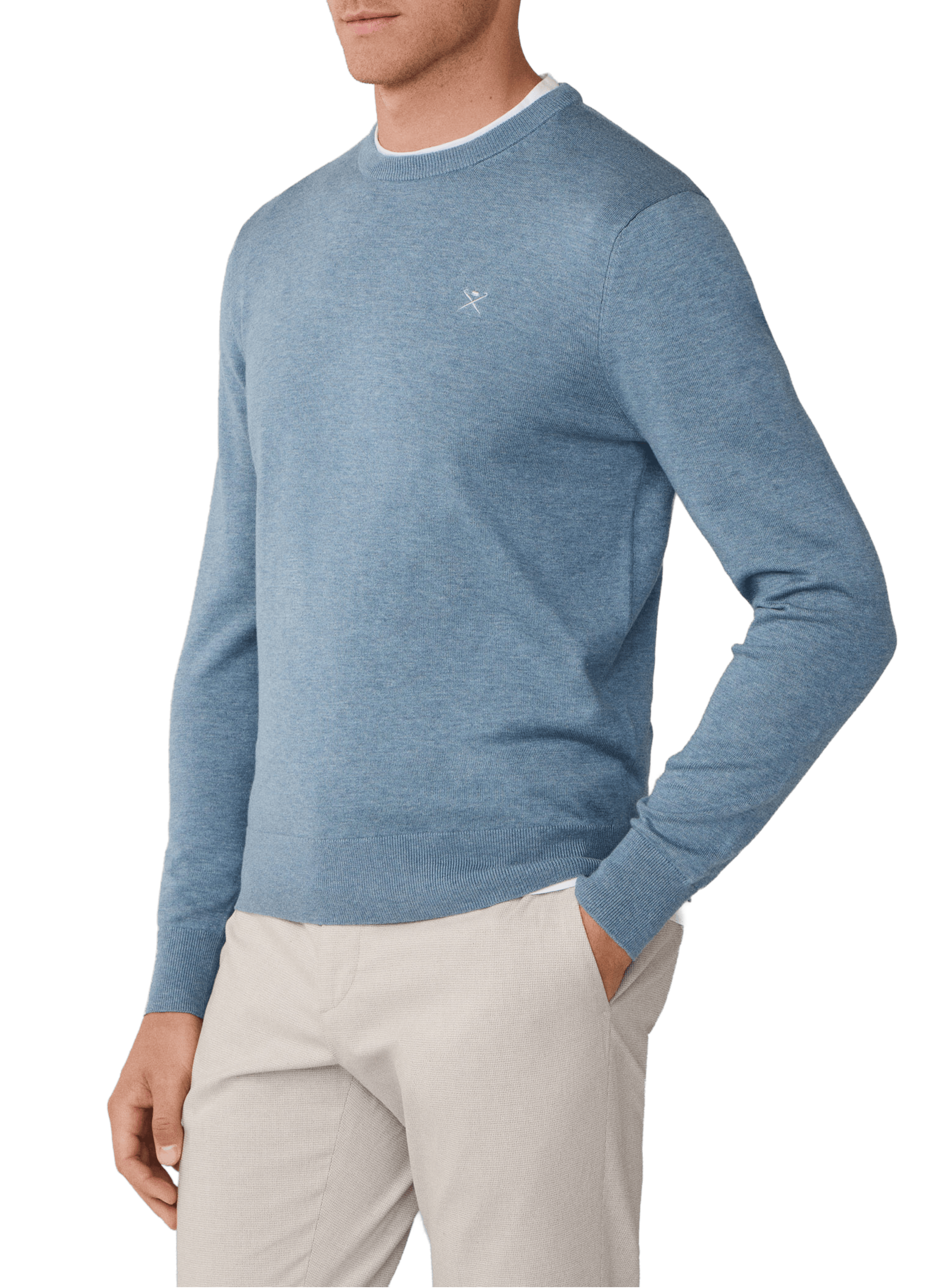Round neck sweater in cotton and silk HACKETT Blue