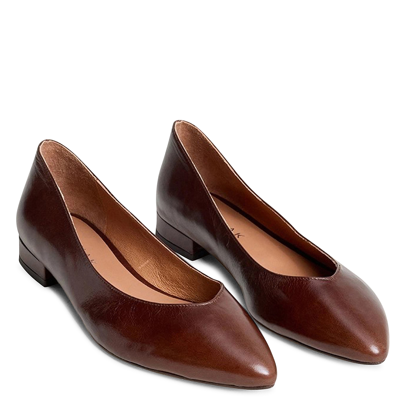 Ballerines plates pointus en cuir vendy JONAK Marron