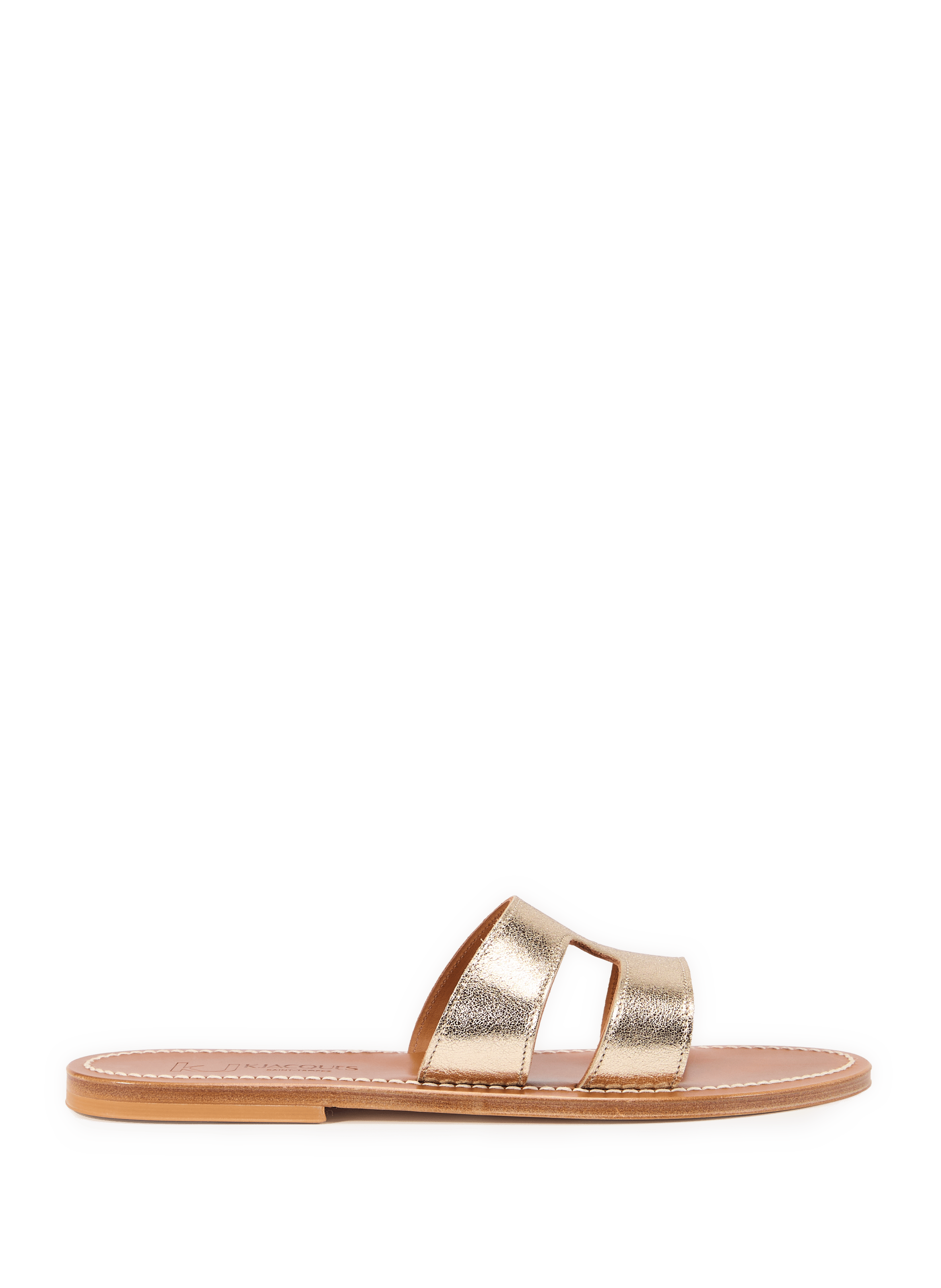 Flat metallic leather sandals K. JACQUES Golden