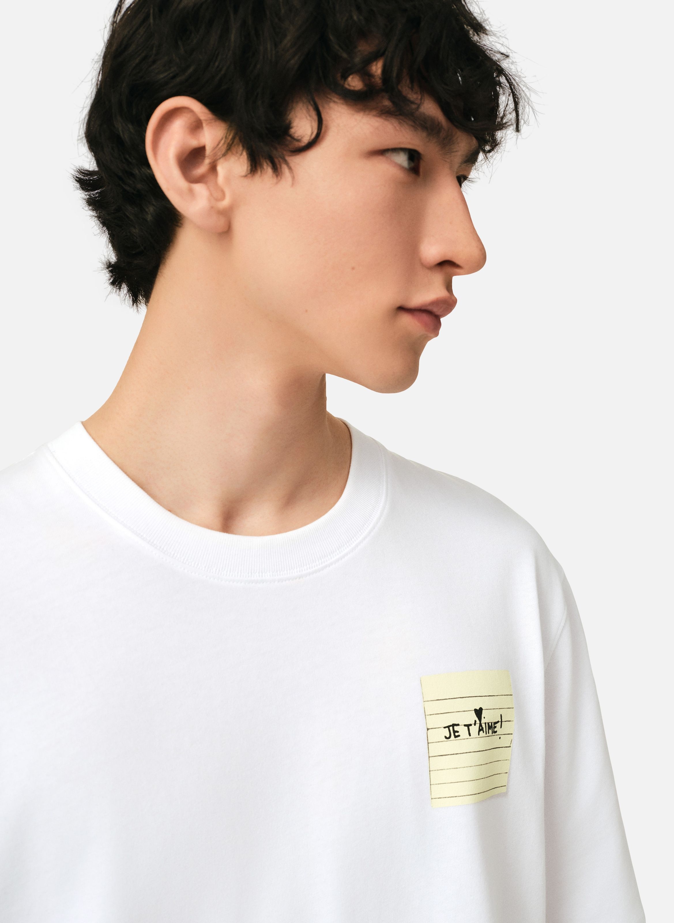 T-shirt post it "je t'aime" en coton AMI PARIS Blanc