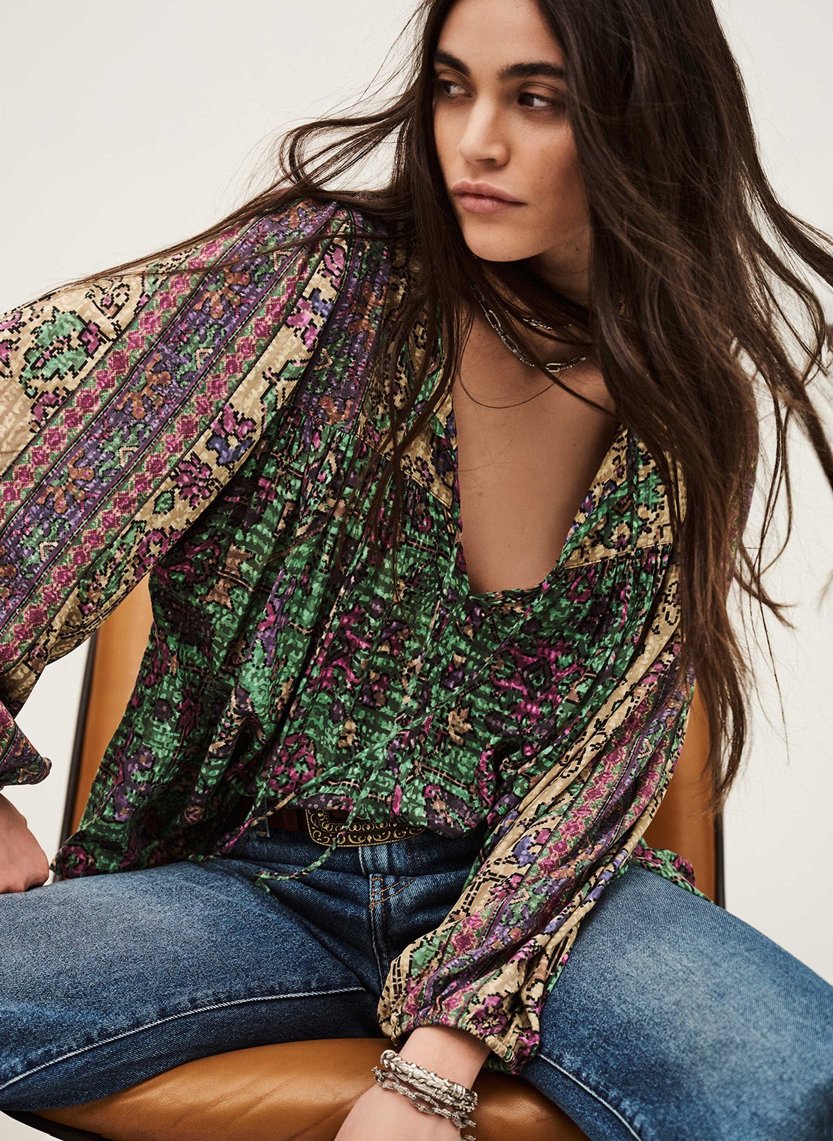 Blouse ample imprimée pamila BA&SH Vert