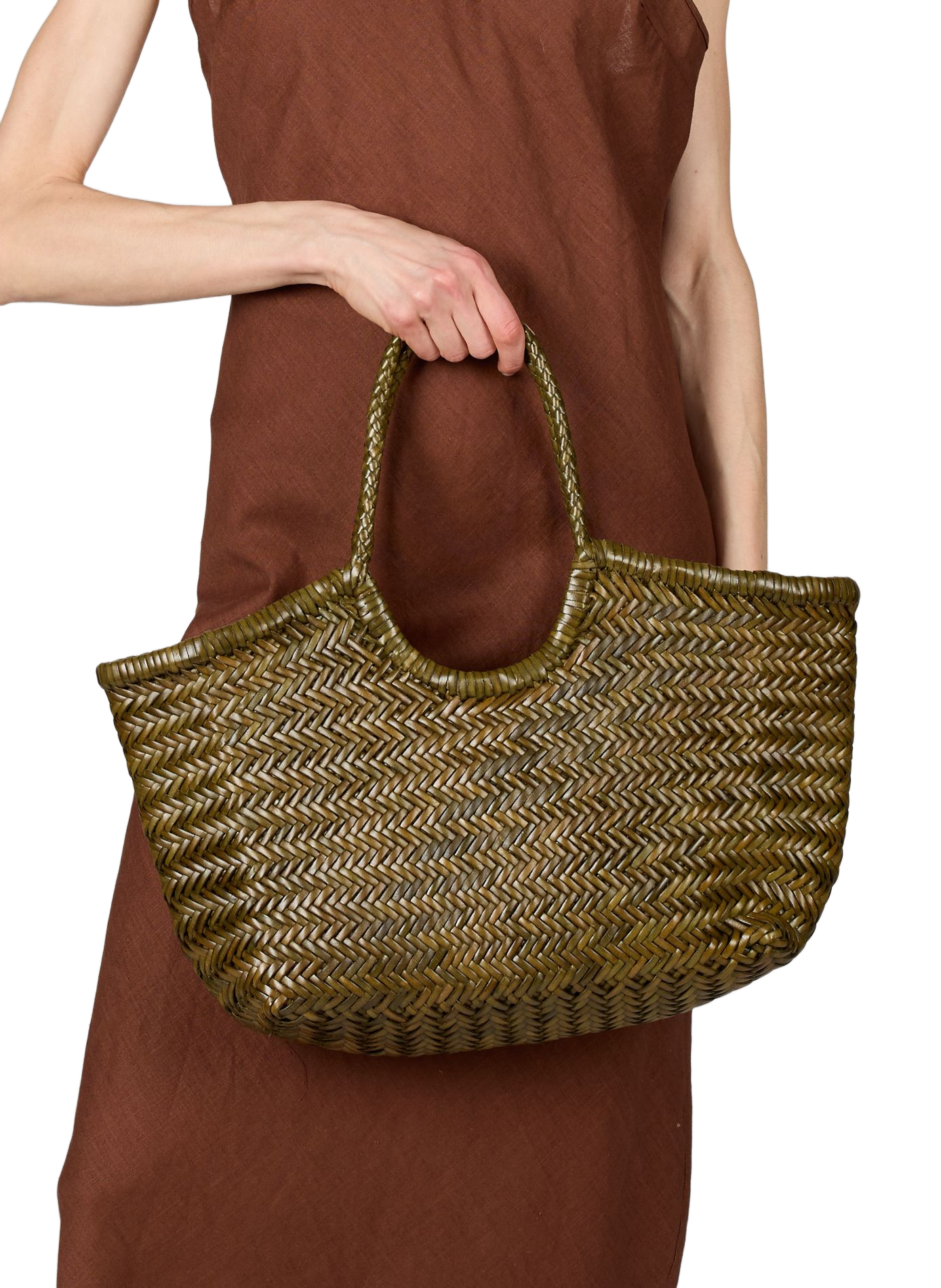 Sac cabas Nantucket en cuir tressé DRAGON DIFFUSION Vert