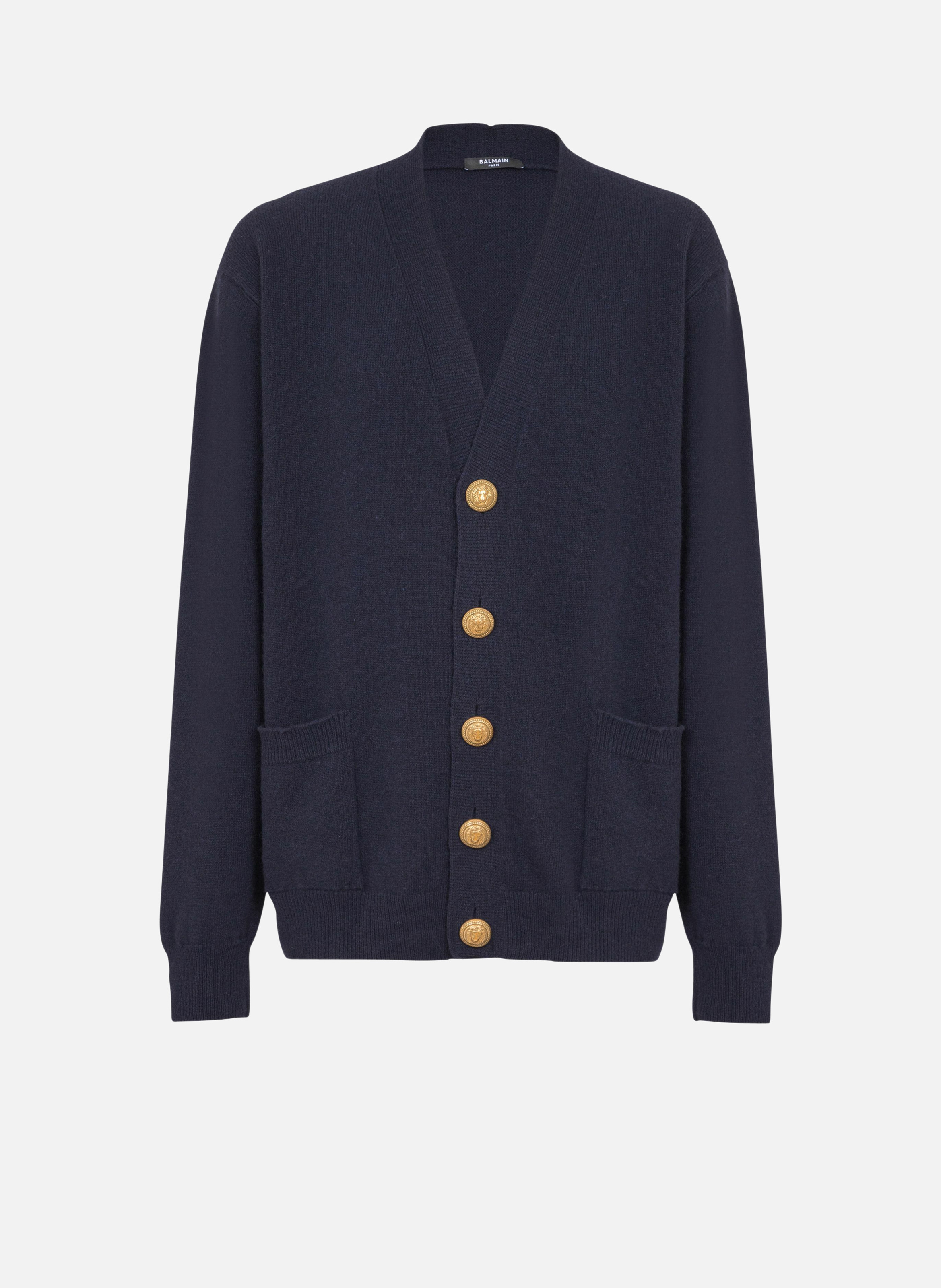 Cardigan en éco-cachemire BALMAIN Bleu