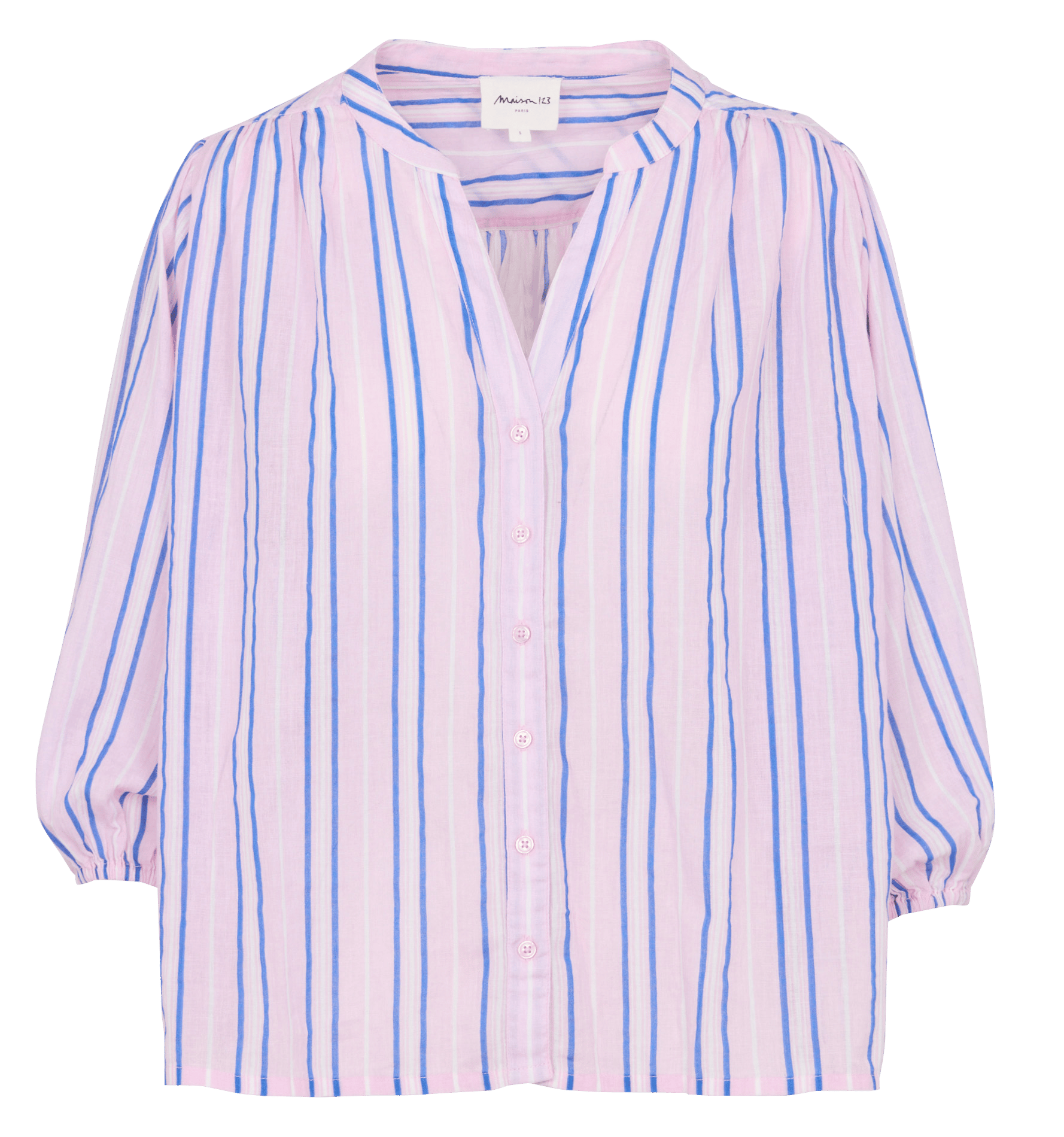 Blouse col tunisien à rayures darina Rose