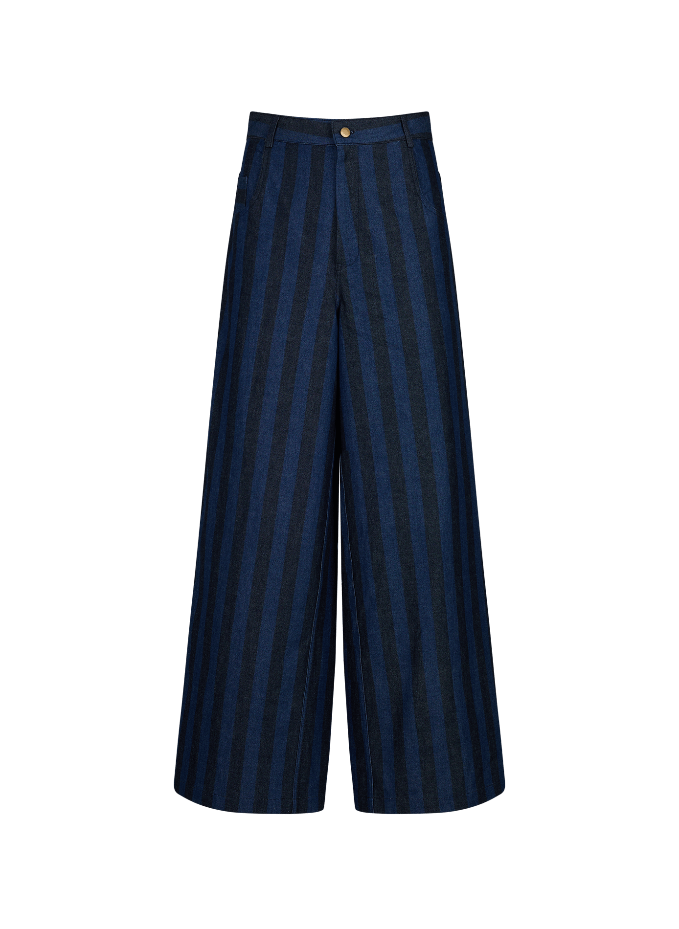 Pantalon large à rayures en coton RENÈ Bleu
