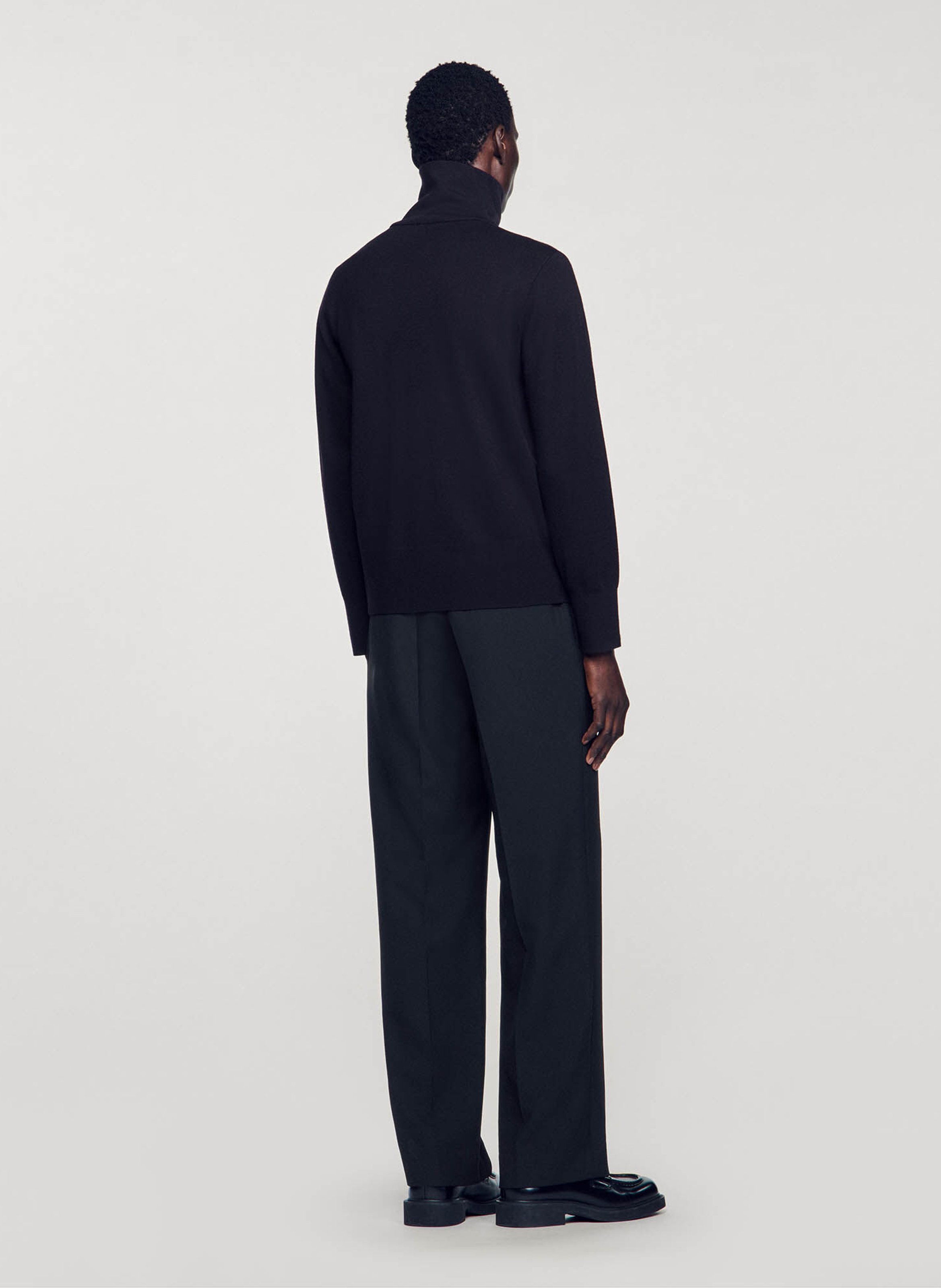 Gilet zippé en laine mélangée SANDRO Bleu