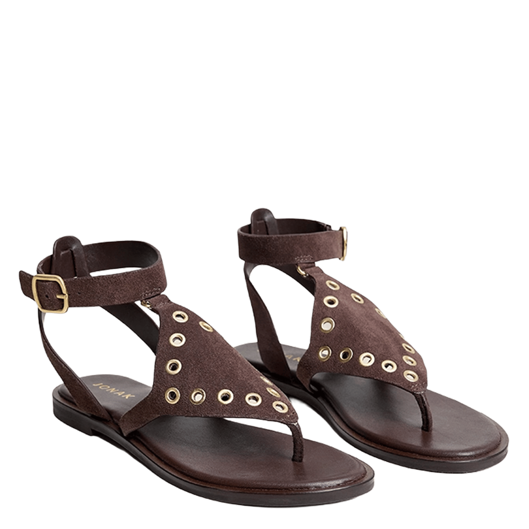 Sandales plates en cuir velours woops JONAK Marron