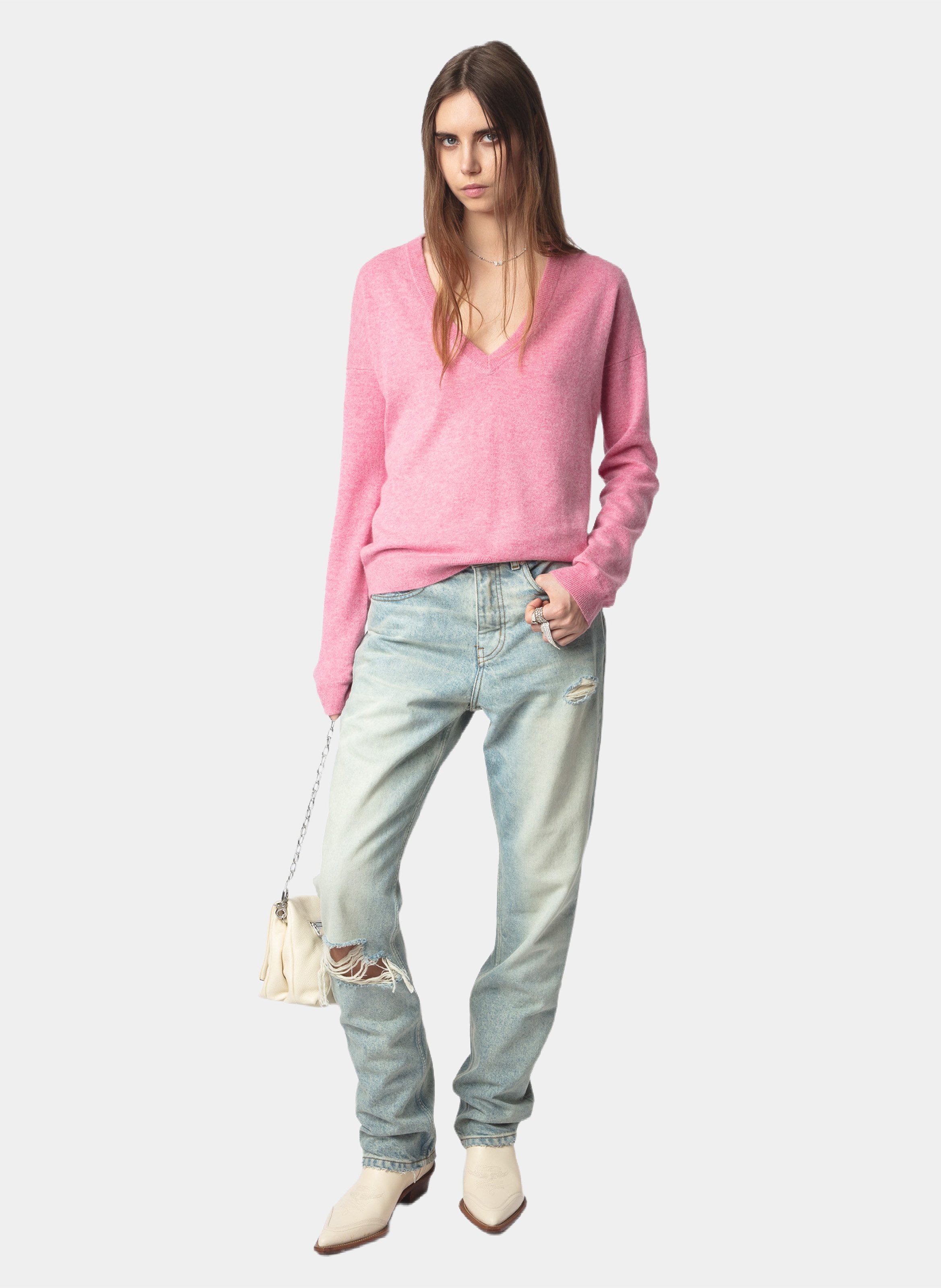 Pull col v en cachemire vivi ZADIG&VOLTAIRE Rose