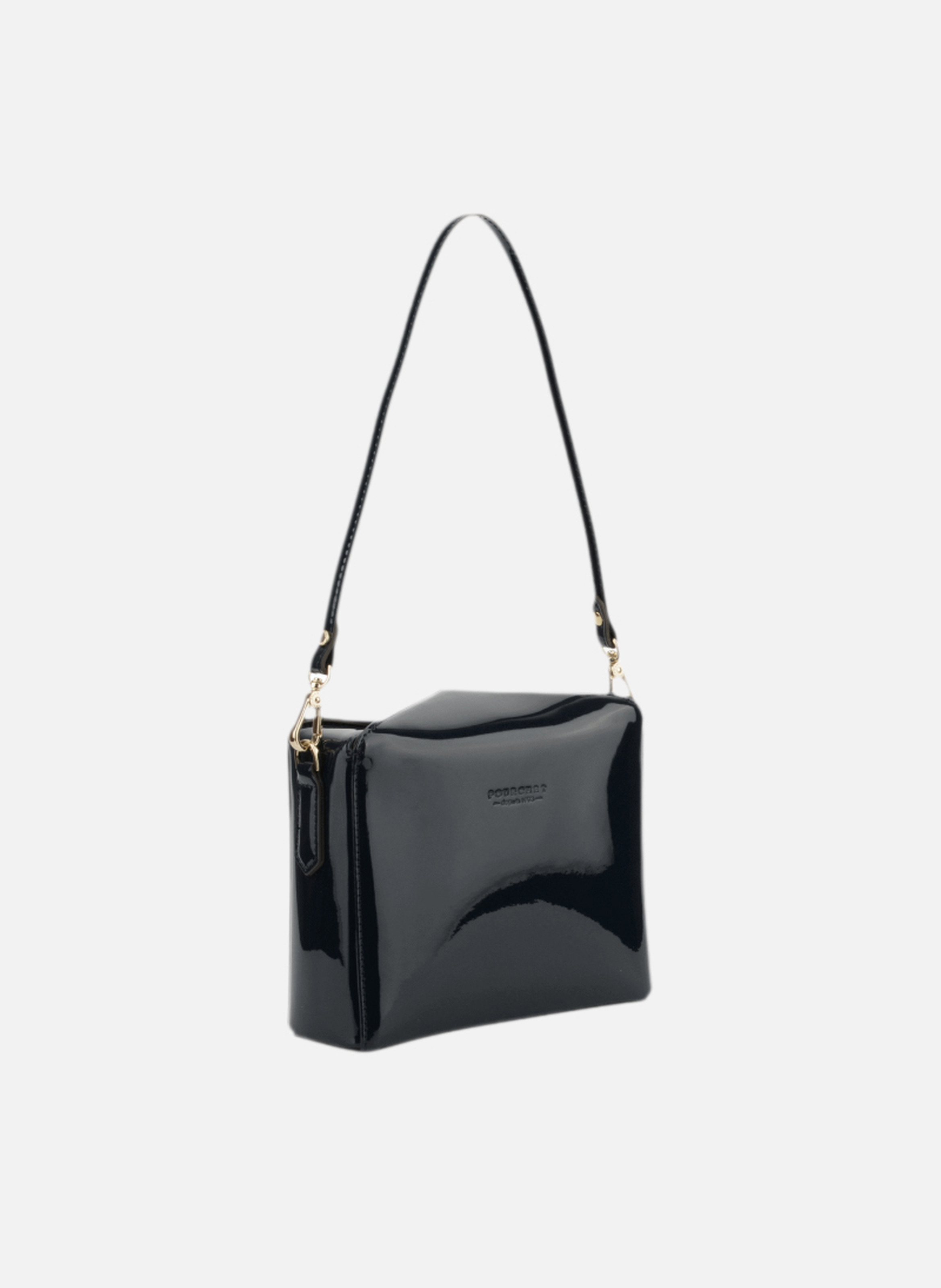 Cassetta vernis | sac porté épaule en cuir de vachette | Noir POURCHET Femme