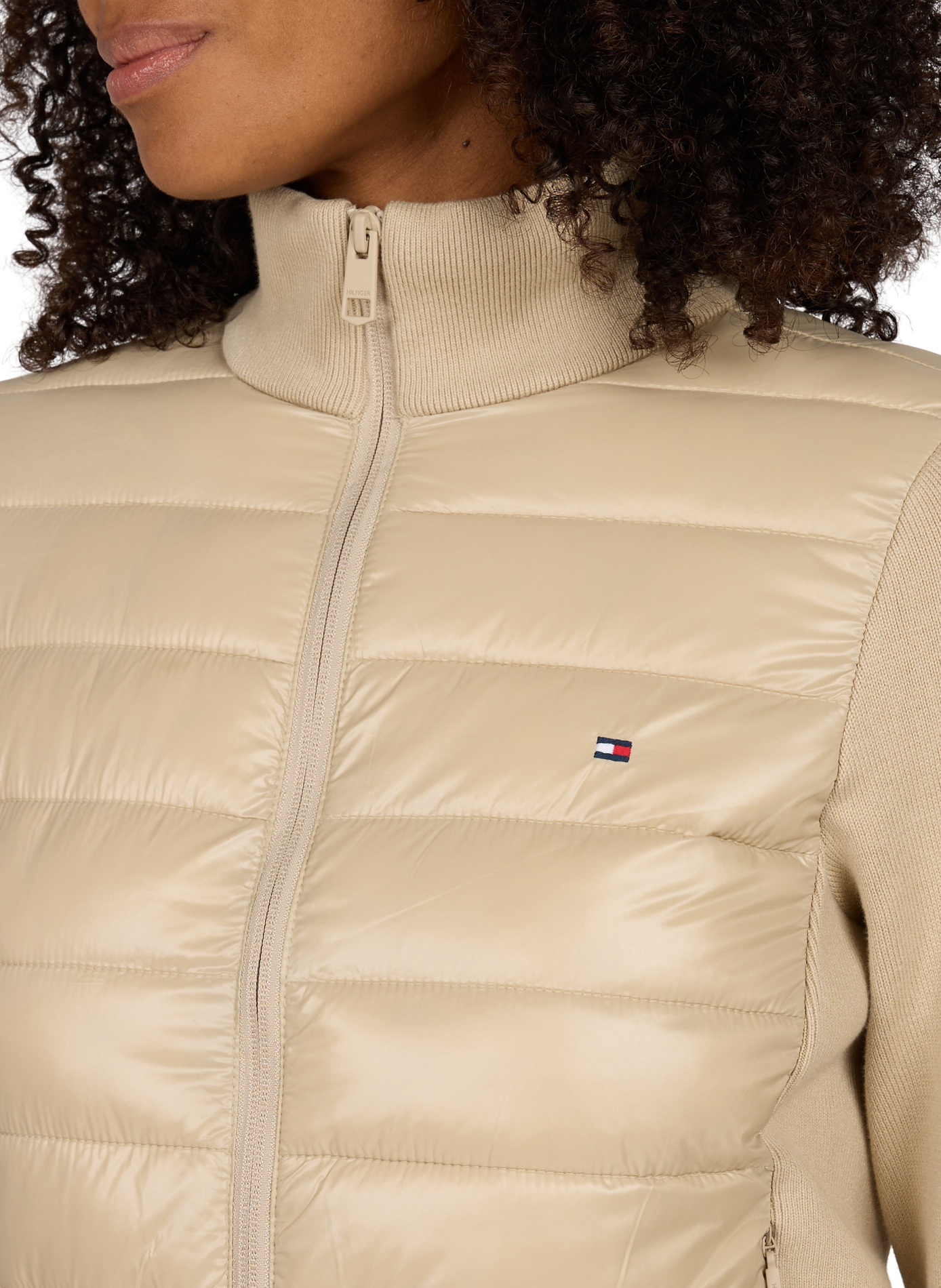 Quilted jacket with high collar | Beige TOMMY HILFIGER Women