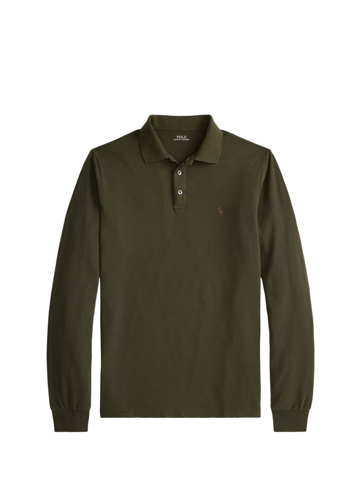 Polo manches longues à logo brodé en coton mélangé POLO RALPH LAUREN Vert
