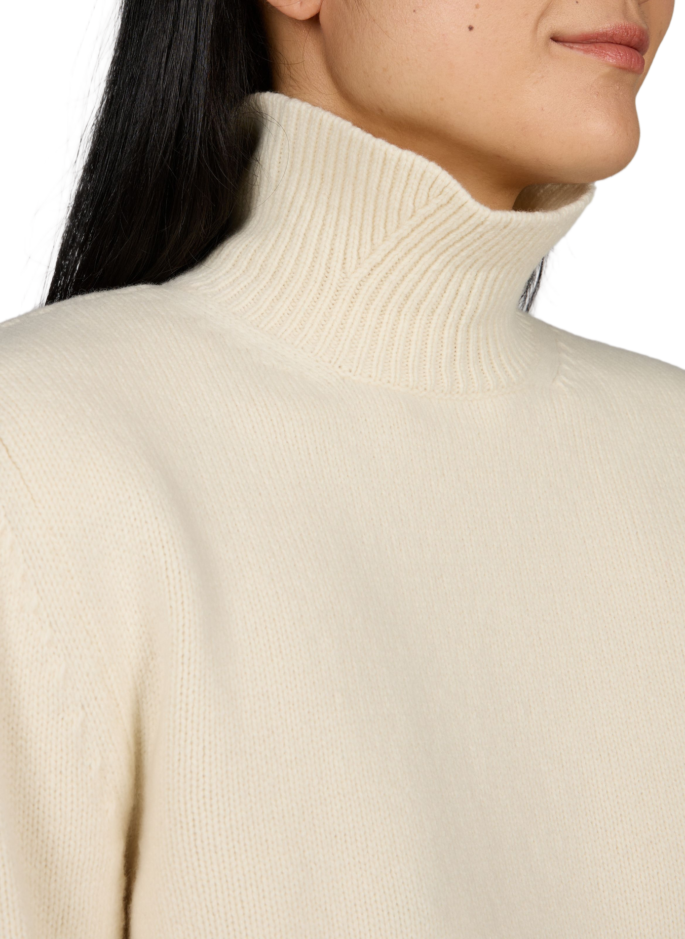 Gerippter Pullover mit Stehkragen aus Wolle und Kaschmir ROHE FRAMES Beige