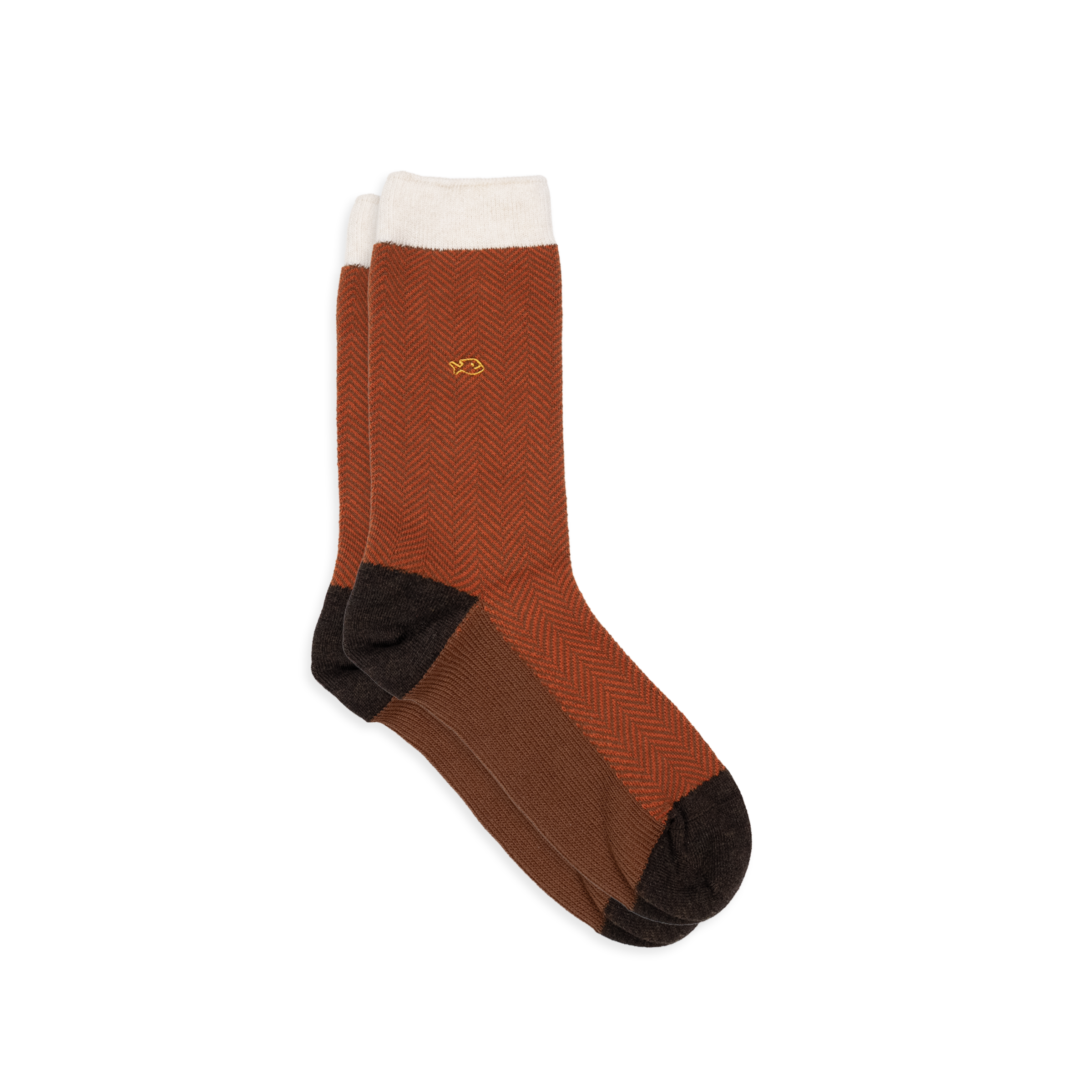 Chaussettes en coton peigné chevrons  Rouge brique