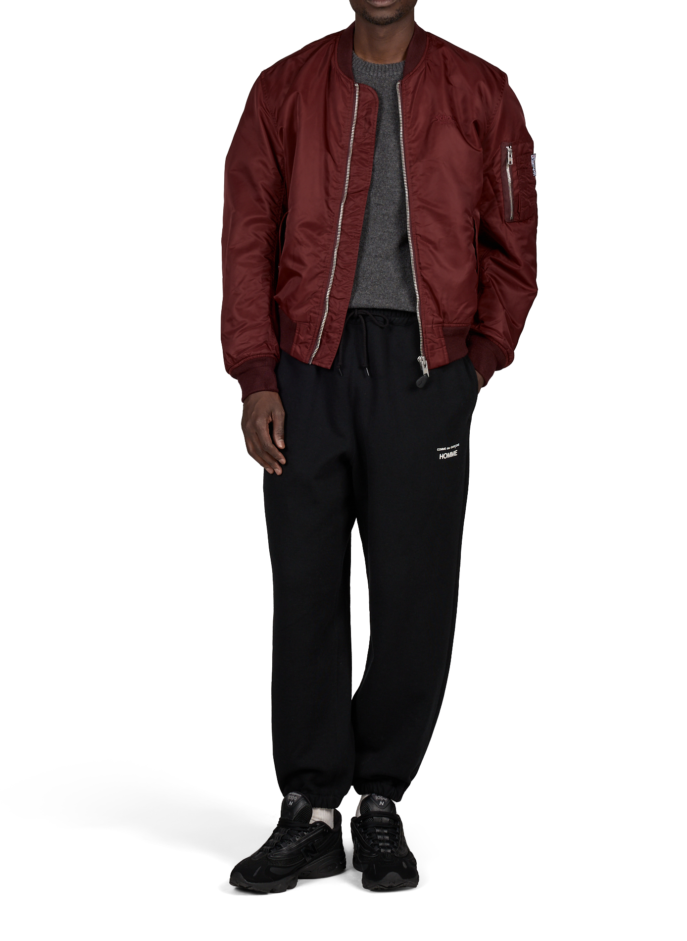 Blouson bomber uni SCHOTT Rouge