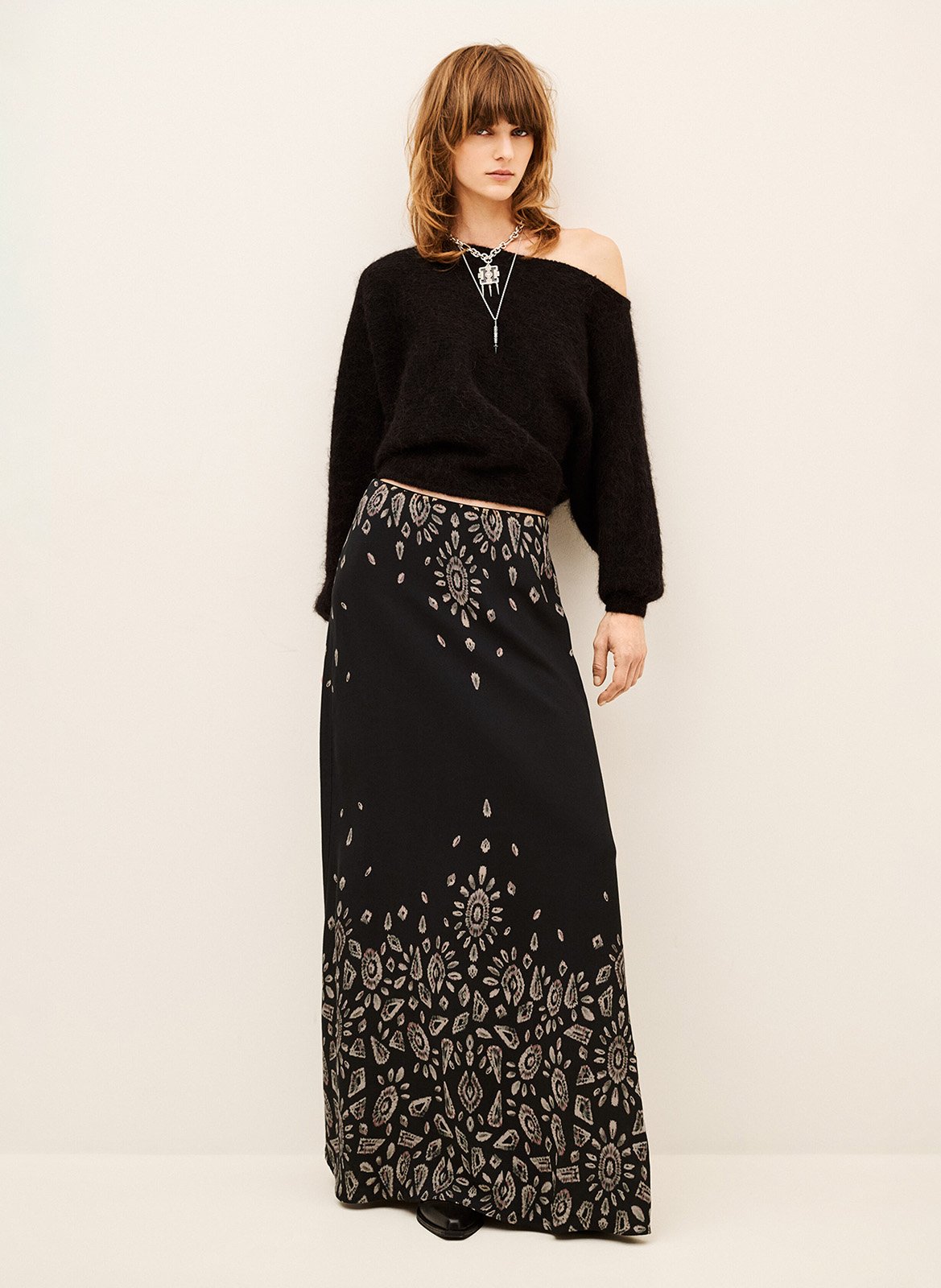 Lange rok met Banessa-print BA&SH Zwart