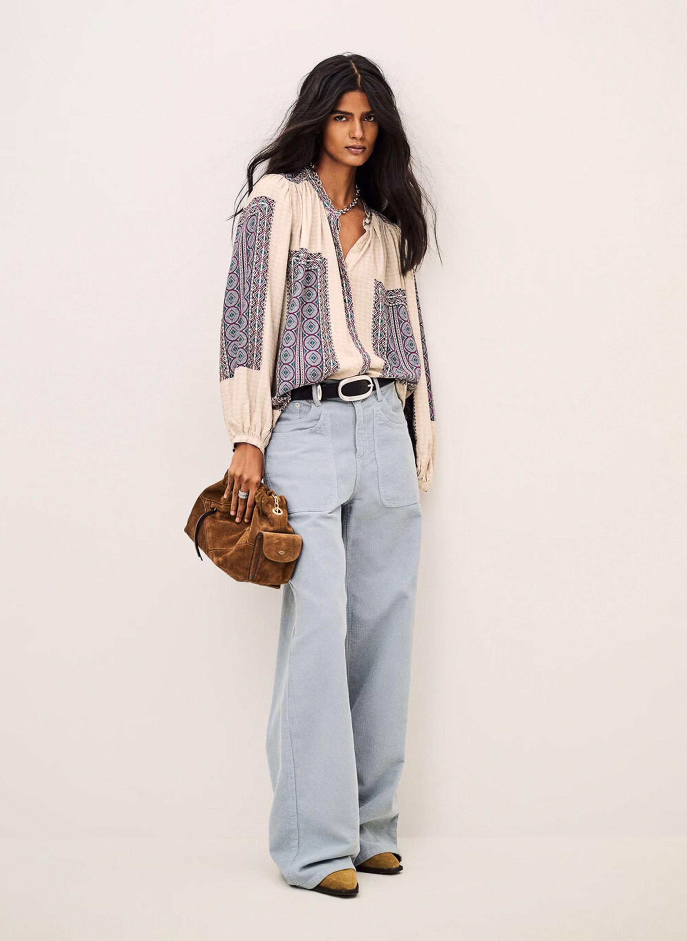 Blouse ample imprimée col rond olivio BA&SH Beige