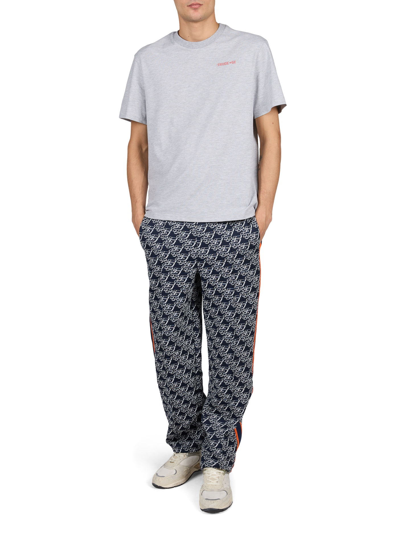 Rundhals-T-Shirt mit Siebdruck GERTRUDE Grau