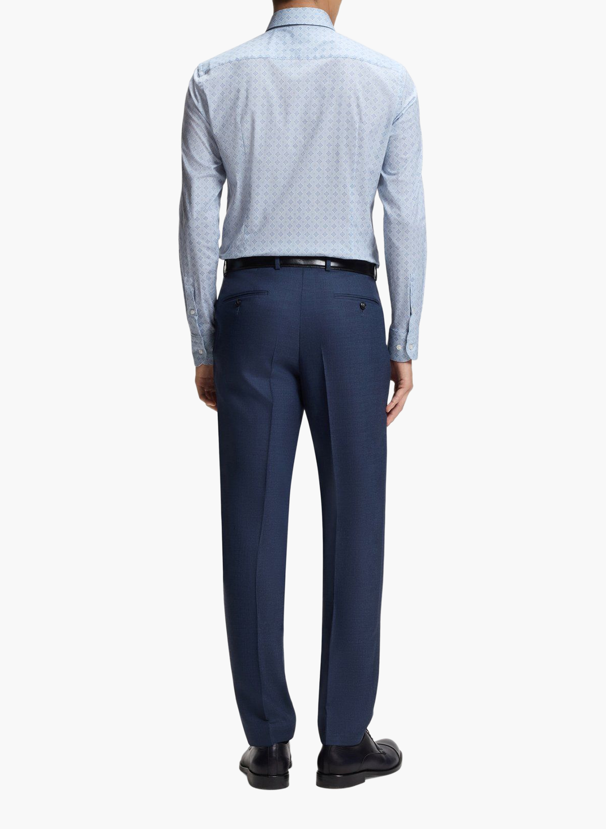 Chemise droite imprimée en coton mélangé BOSS Bleu