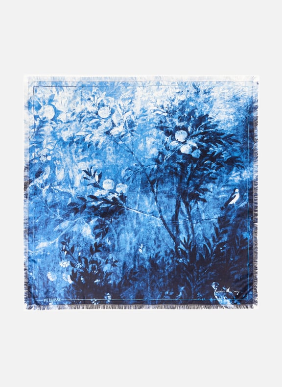 Liv Denim silk square scarf Multicolour by PETRUSSE PETRUSSE Liv Denim silk square scarf Multicolour