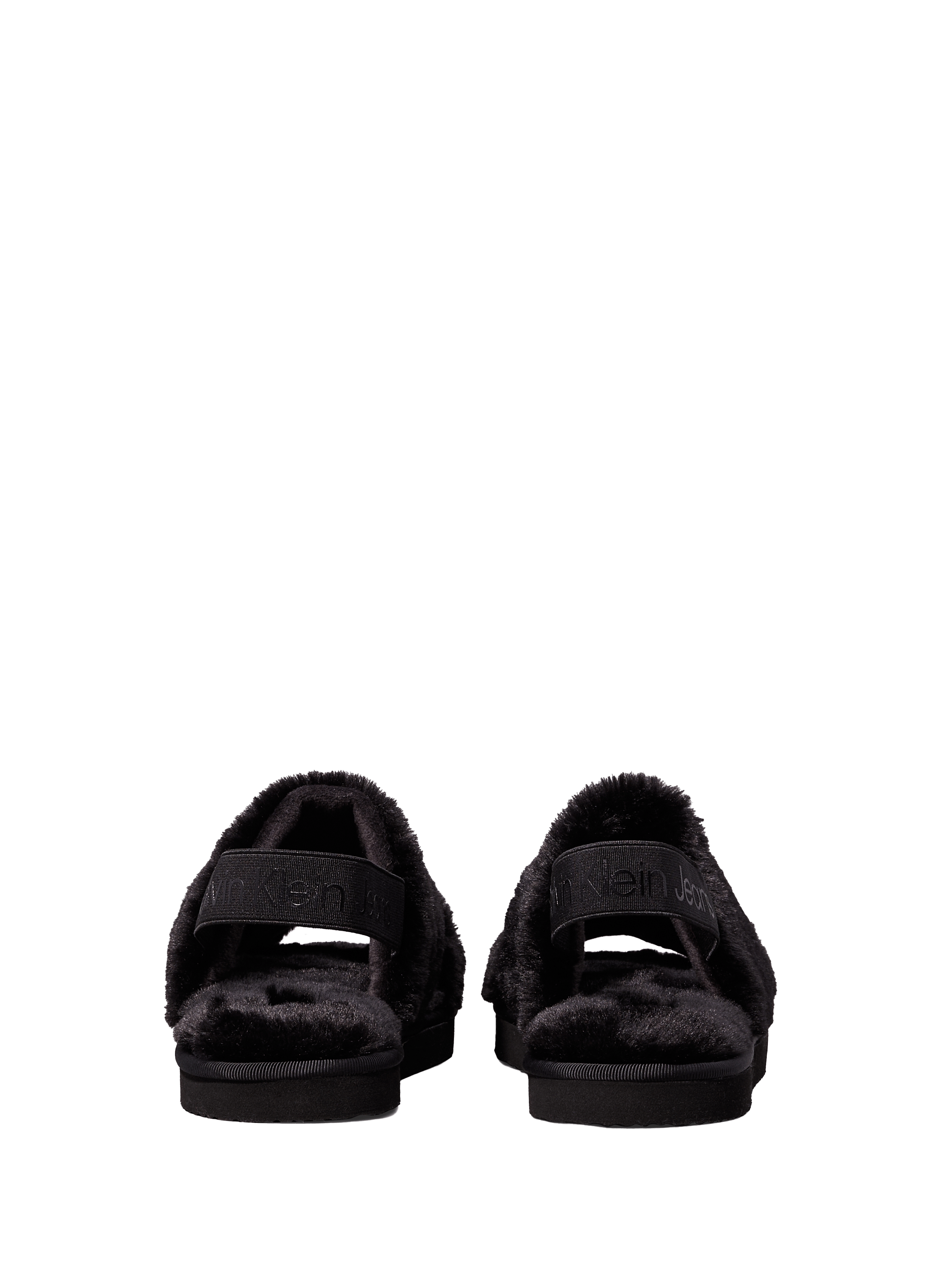 Tongs en fourrure synthétique CALVIN KLEIN Noir