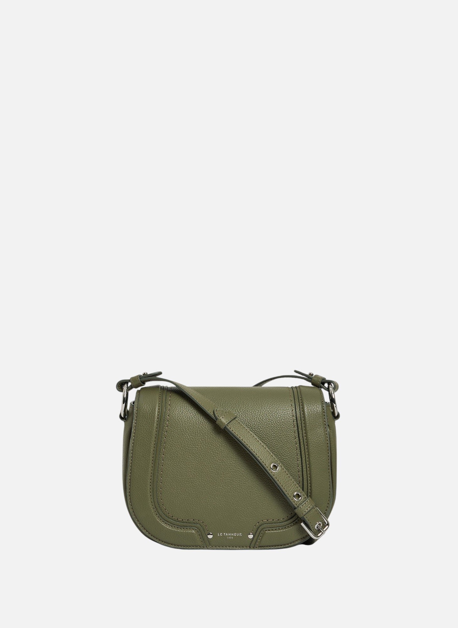 Sac bandoulière moyen modèle ella en cuir grainé LE TANNEUR Vert