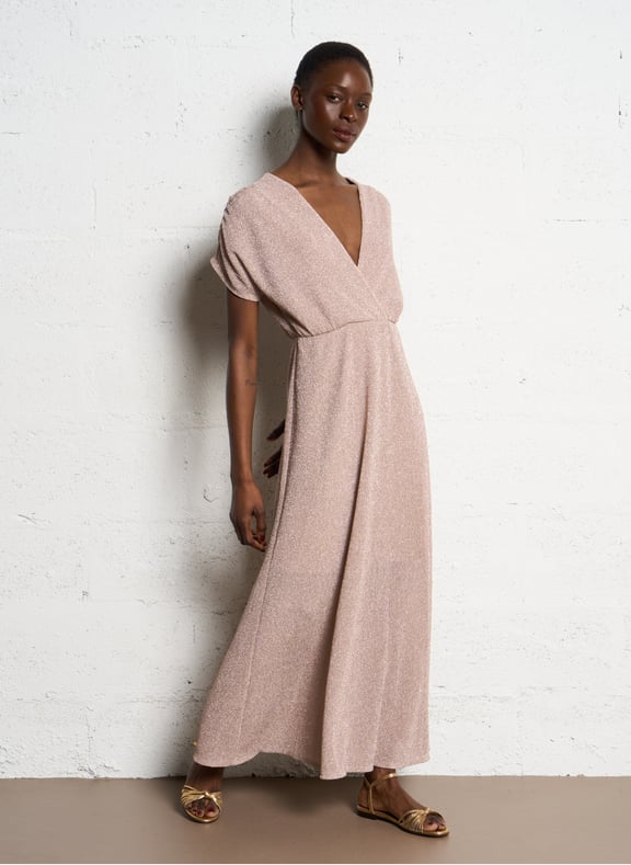 Robe longue col v pailletée amel Rose by MAISON 123 MAISON 123 Robe longue col v pailletée amel Rose