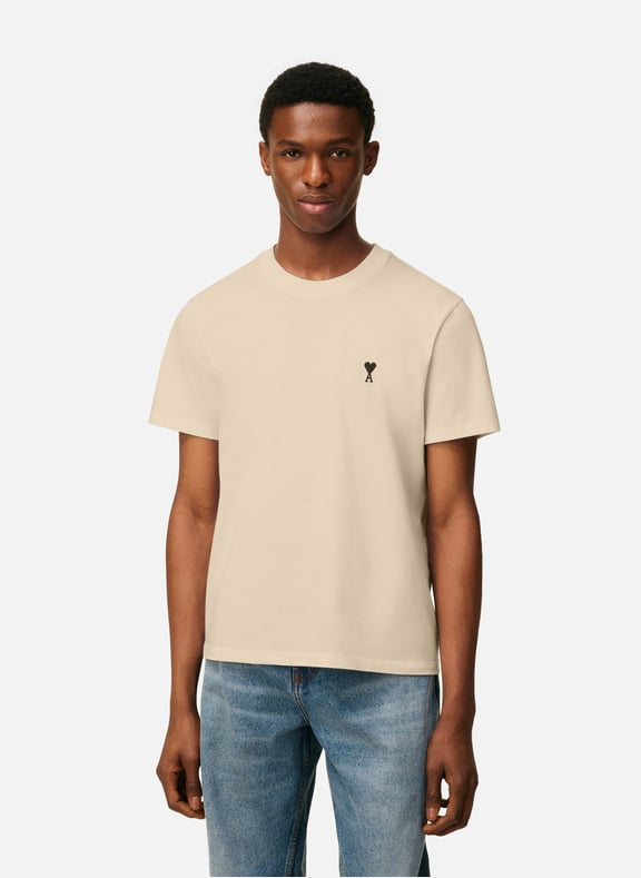 T-shirt ami de coeur en coton Beige by AMI PARIS AMI PARIS T-shirt ami de coeur en coton Beige