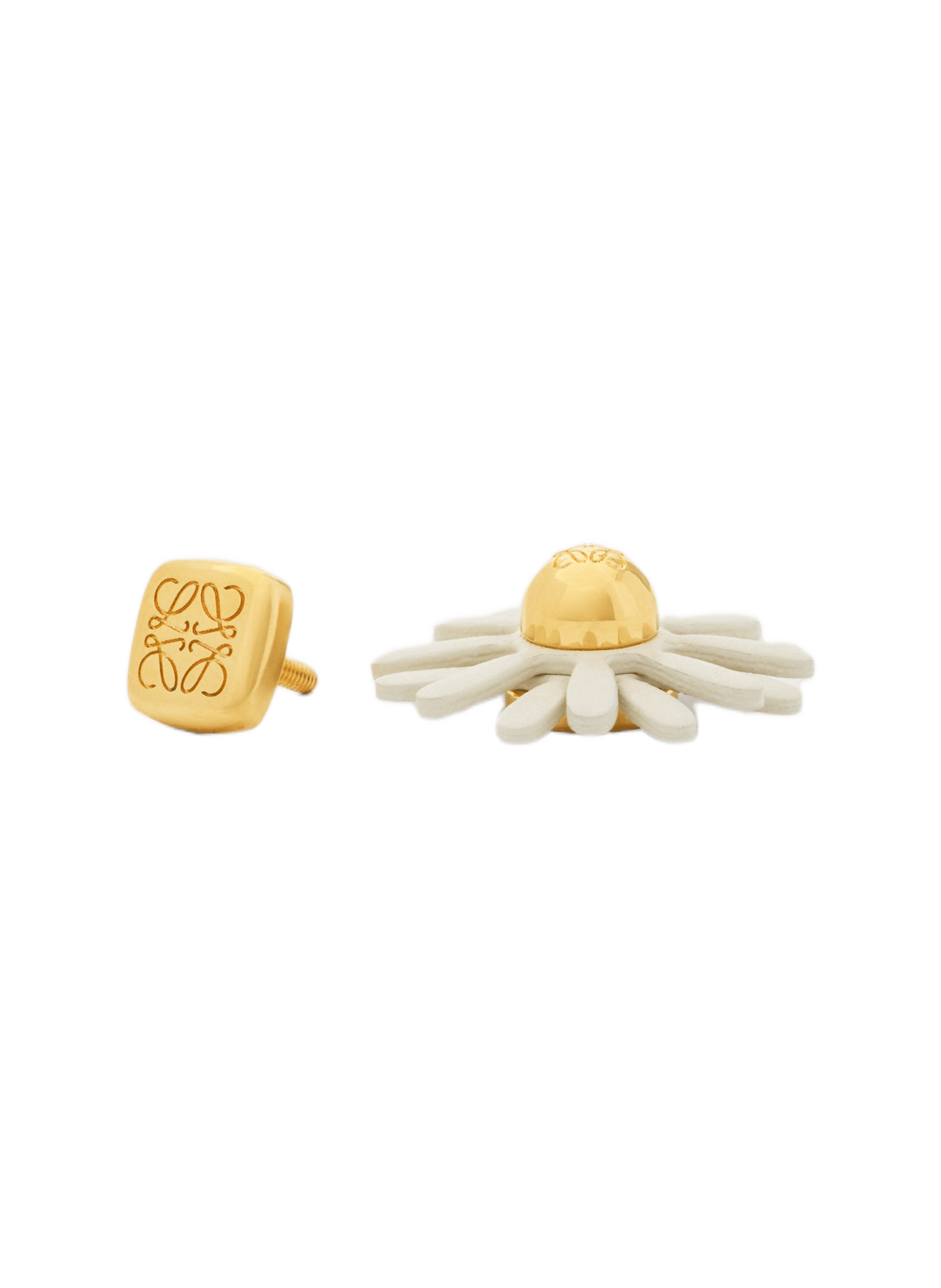 Broche fleur en cuir de veau LOEWE Blanc