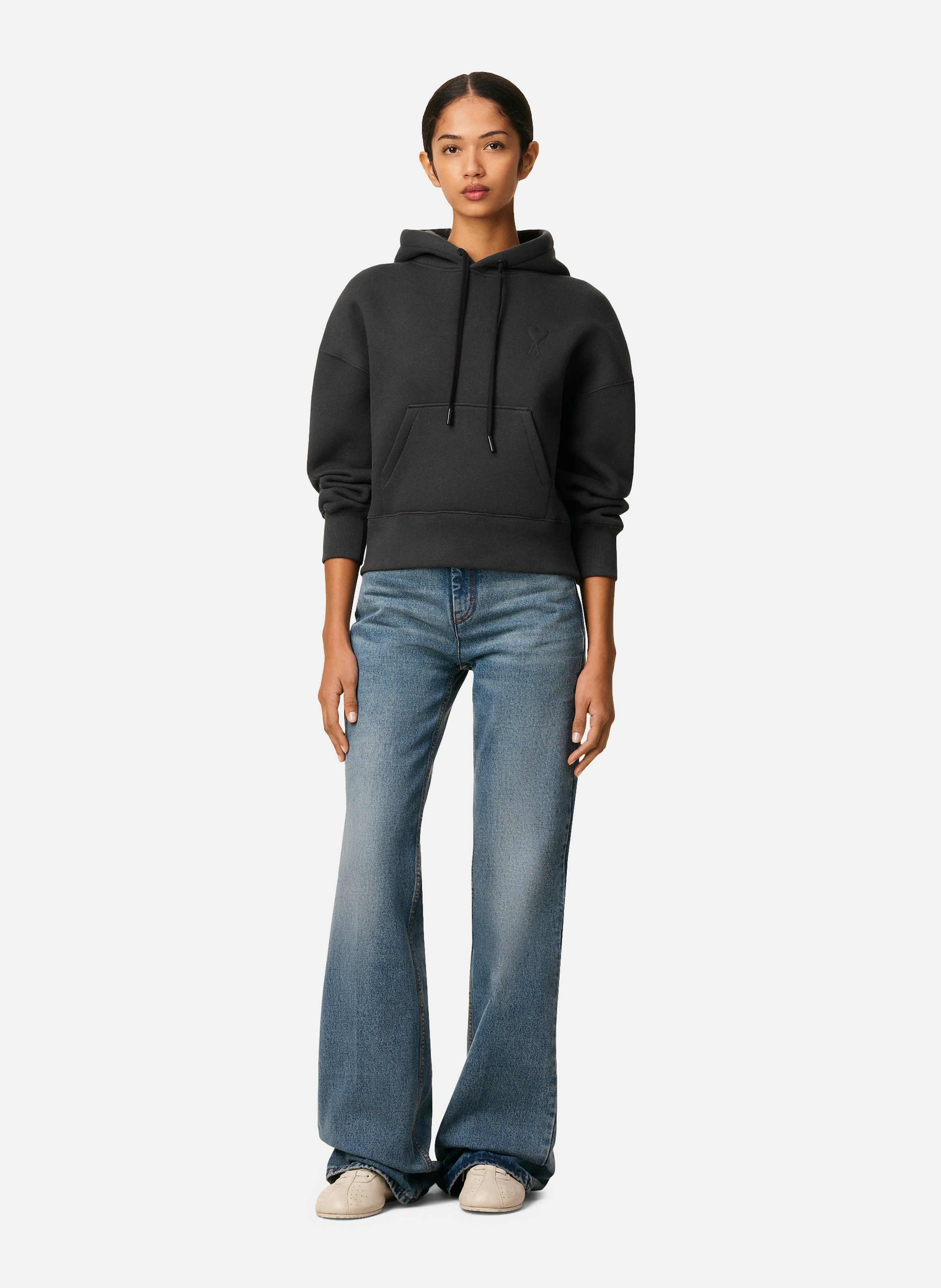 Hoodie ami de coeur embossé unisexe en coton AMI PARIS Gris