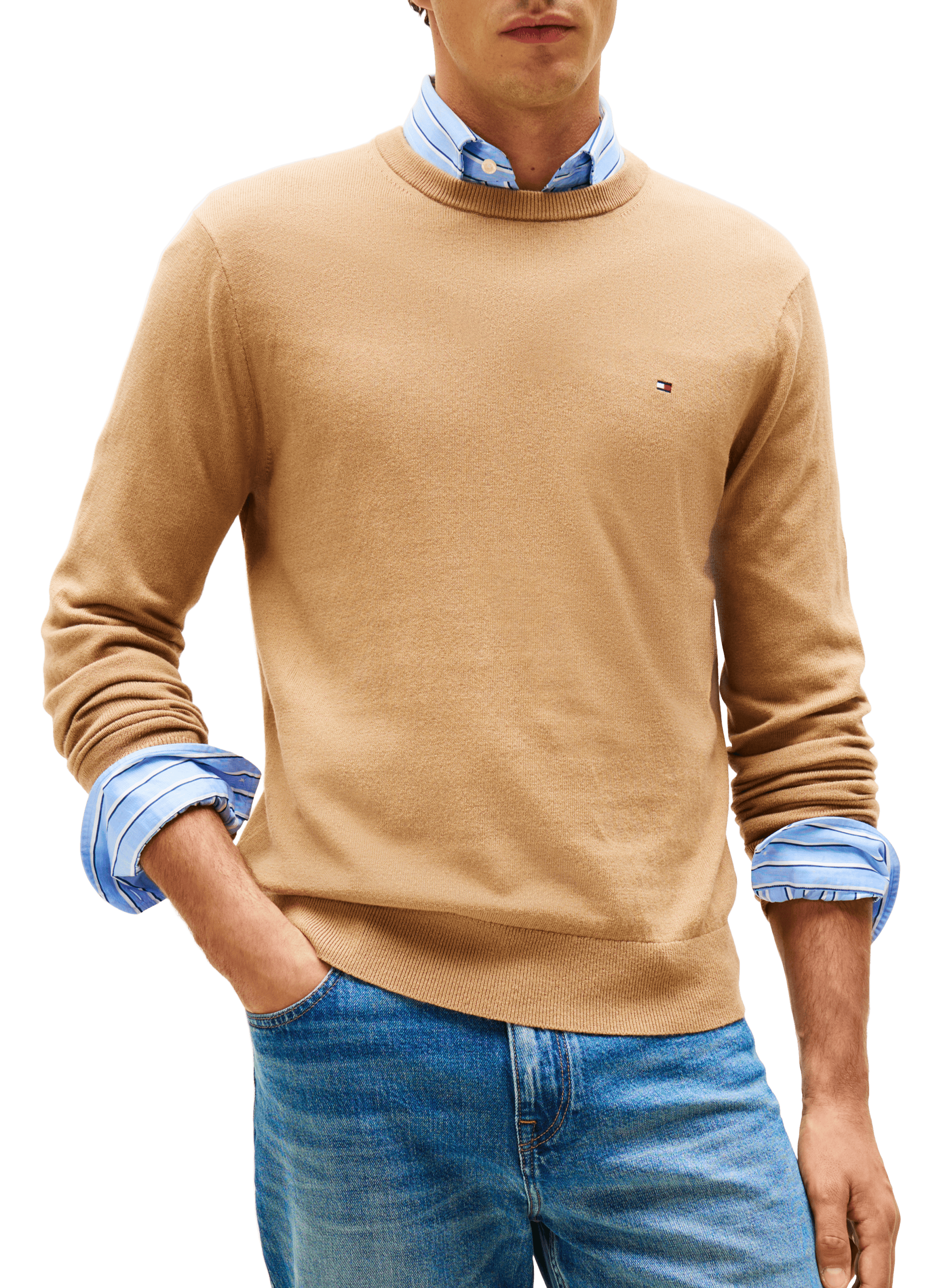 TOMMY HILFIGER Cotton cable knit jumper Brown