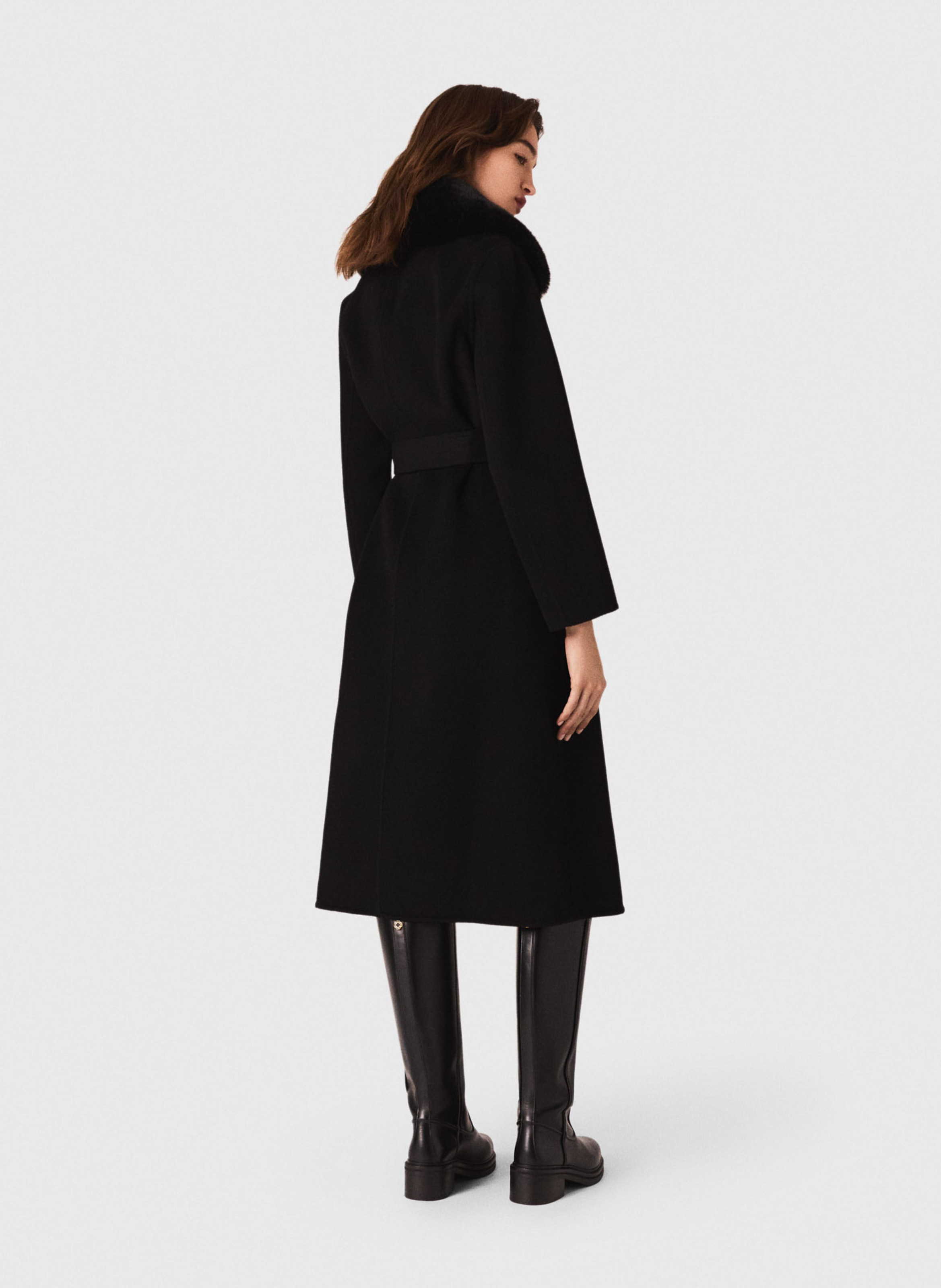 Manteau col classique en laine mélangée MAJE Noir