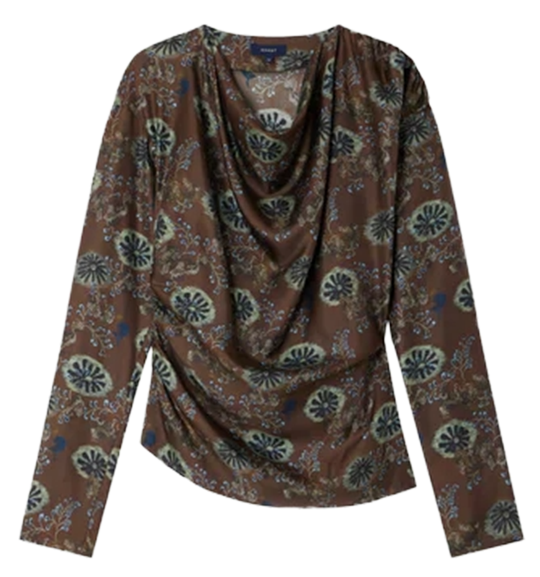 Top manches longues asymétrique à motifs en soie fresia SOEUR Multicolore