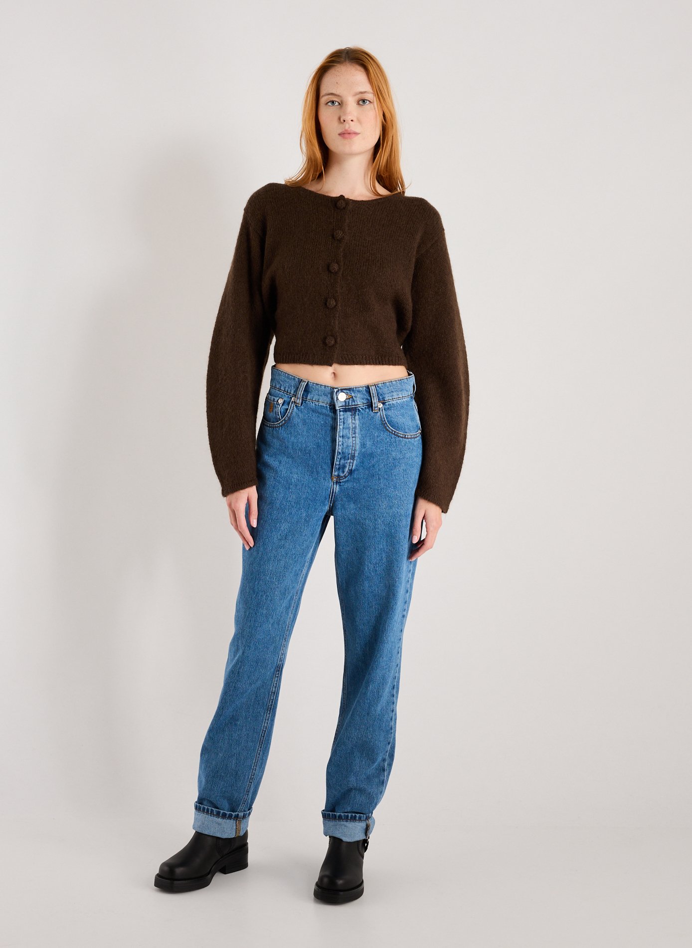 Gilet court Zharea en laine et mohair mélangés BY MALENE BIRGER Beige