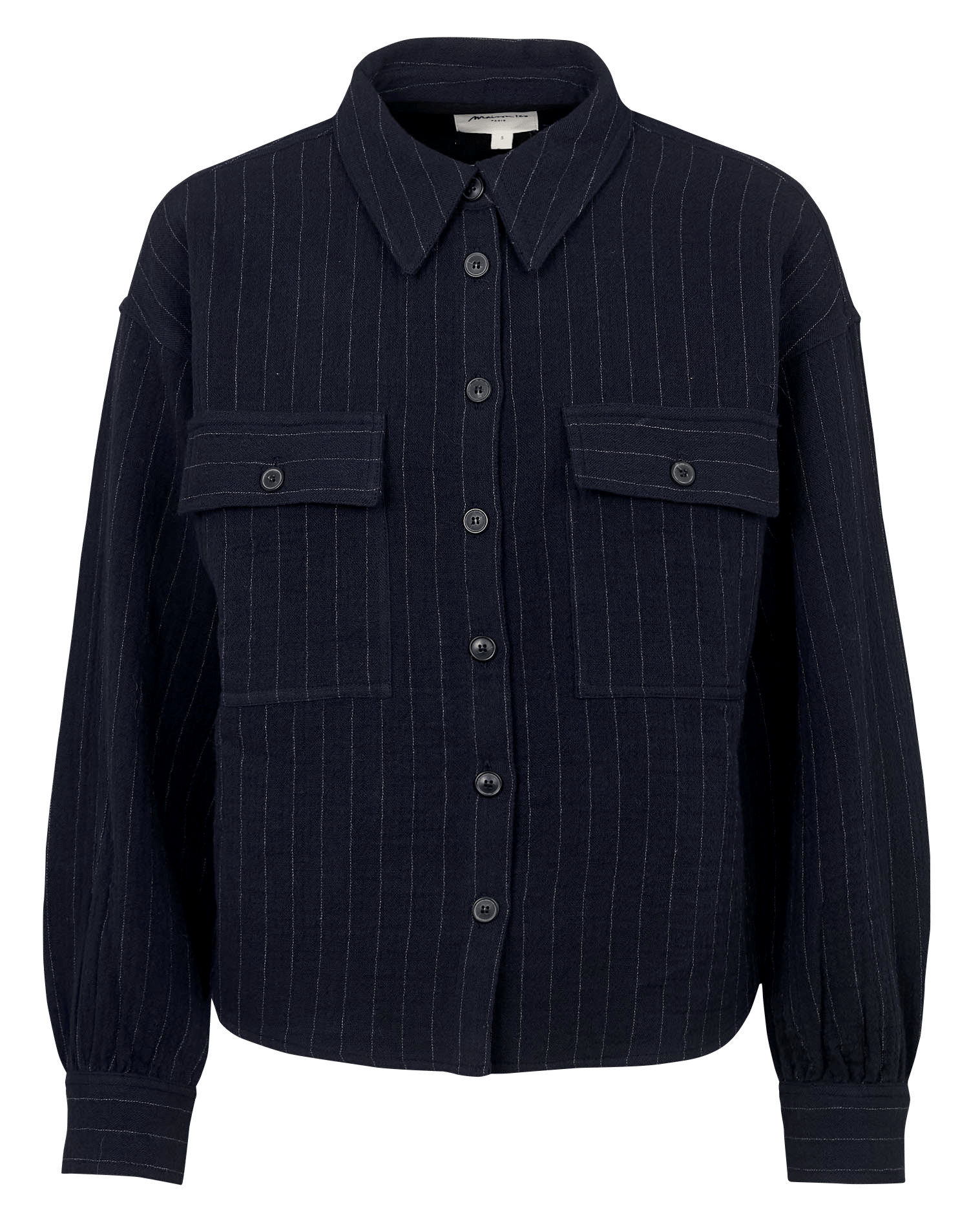 Chemise droite col classique en coton mélangé rayé clara MAISON 123 Bleu