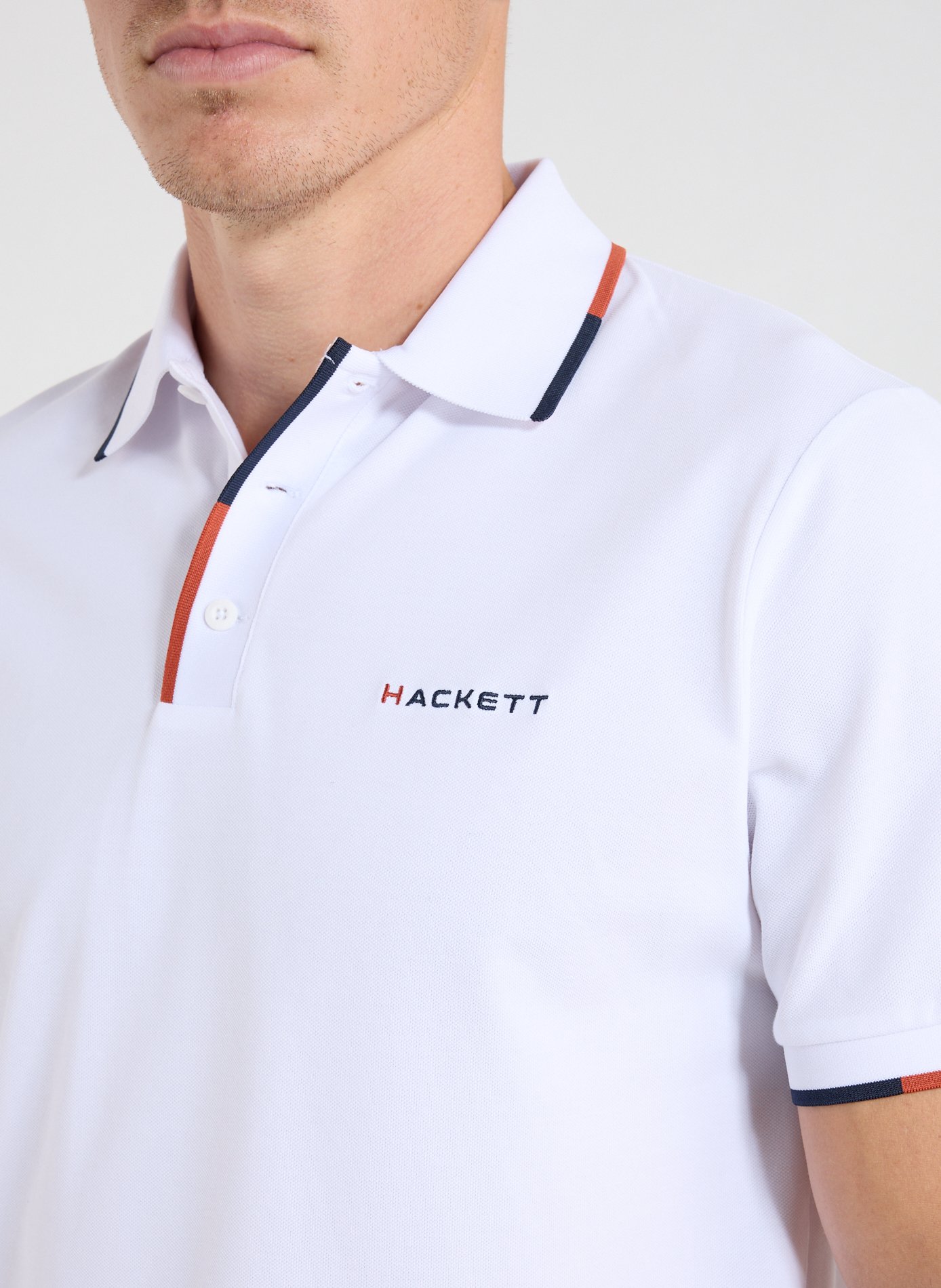 Short-sleeved polo shirt in blended cotton HACKETT White