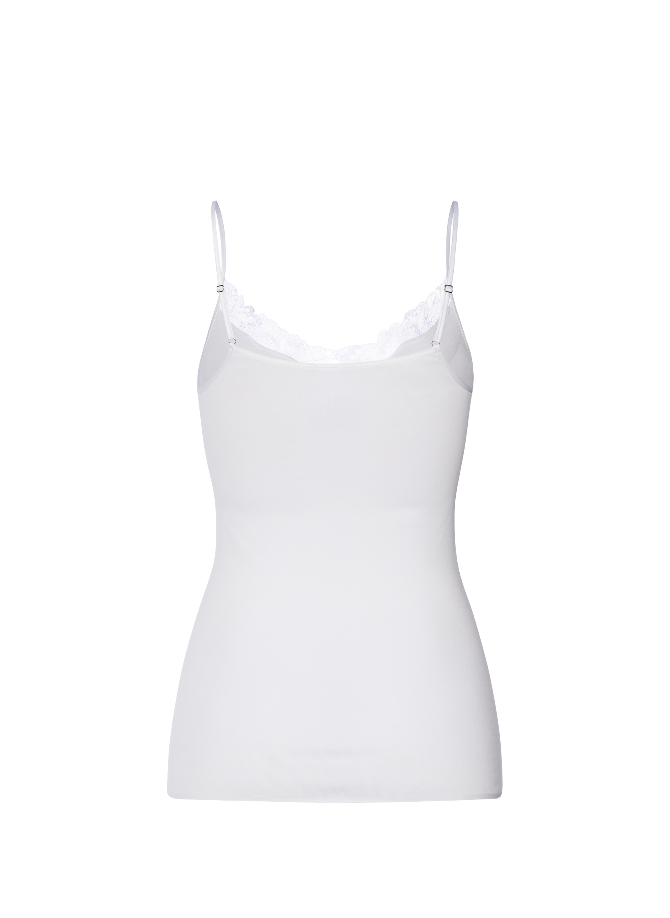 Top dentelle à col V en coton HANRO Blanc