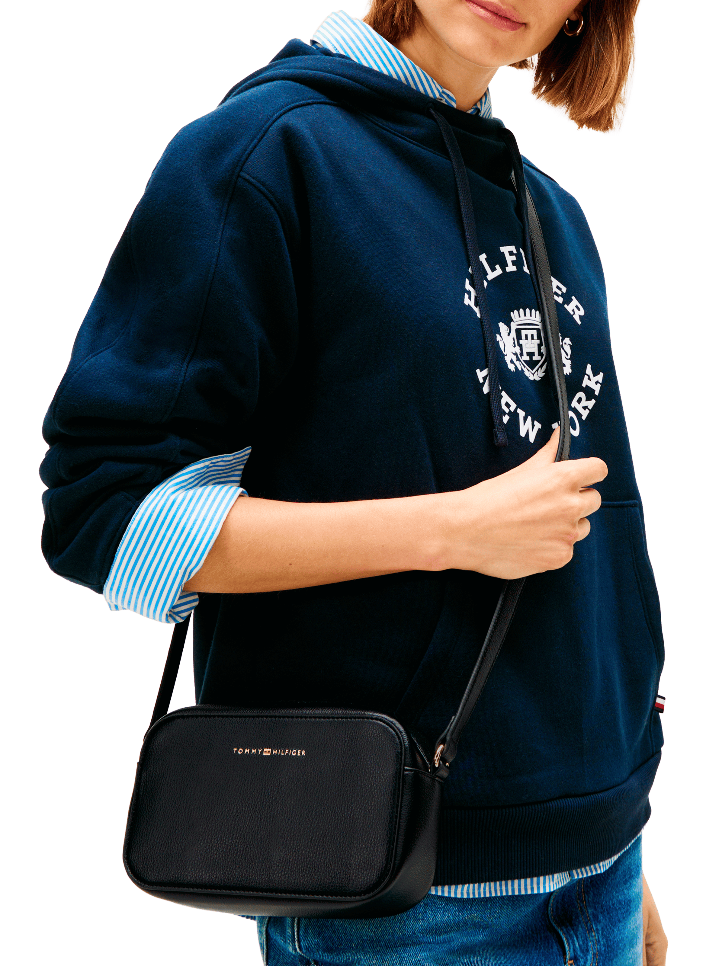 Faux leather shoulder camera bag TOMMY HILFIGER Black