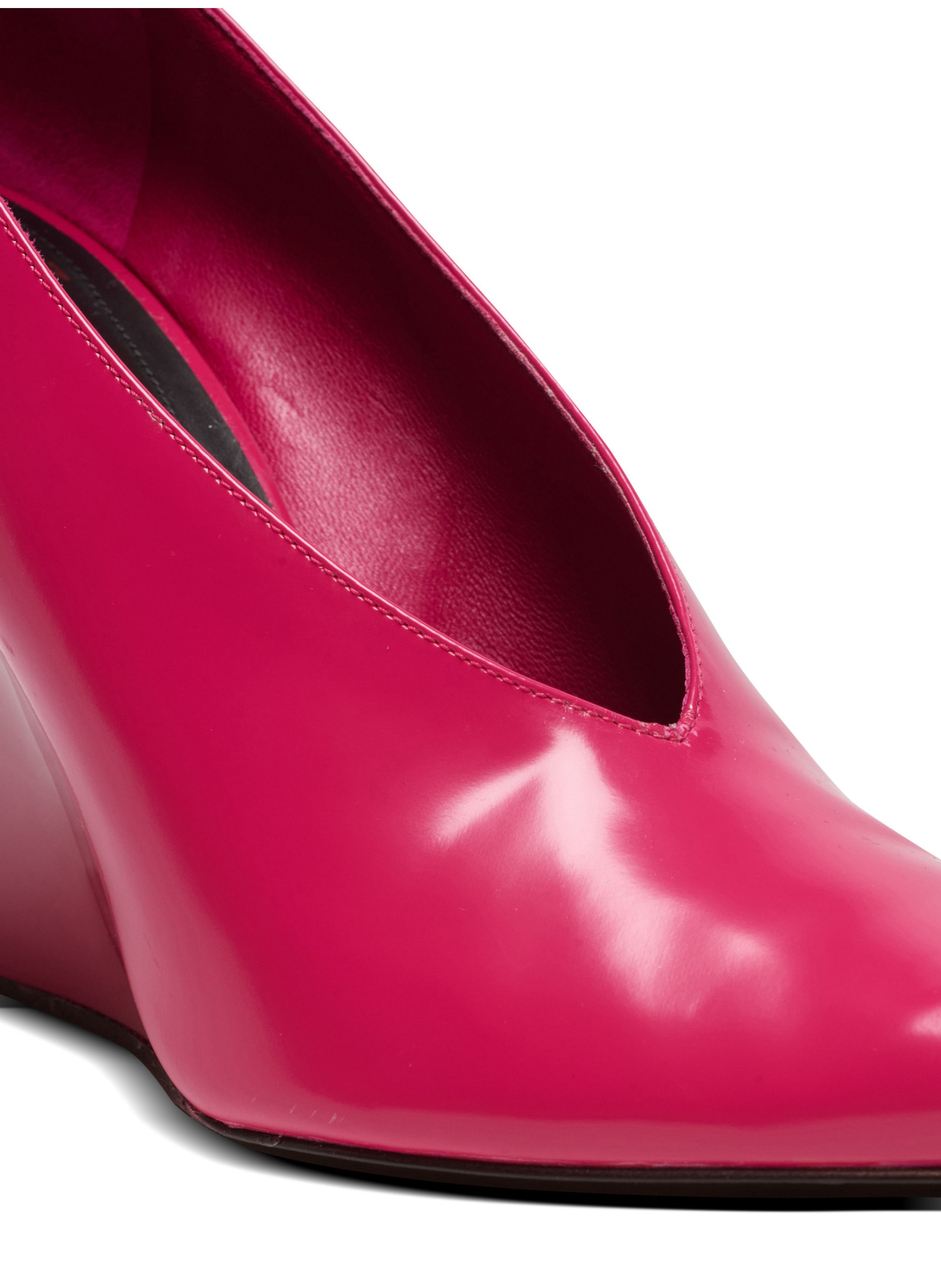 Escarpins wedge en cuir d’agneau brillant BALMAIN Rose