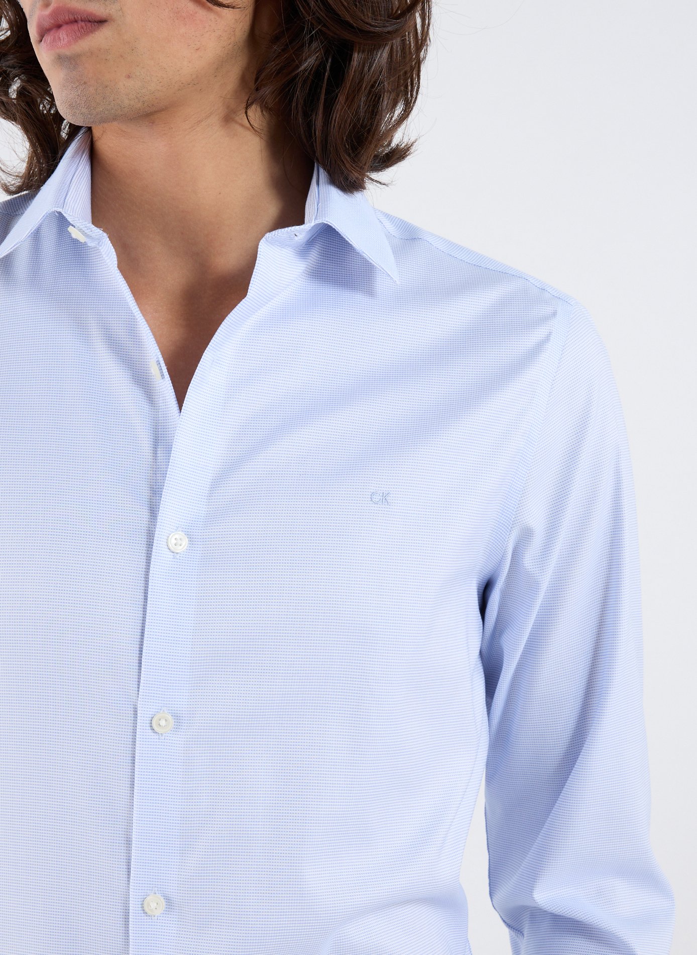 Chemise slim en coton mélangé CALVIN KLEIN Bleu