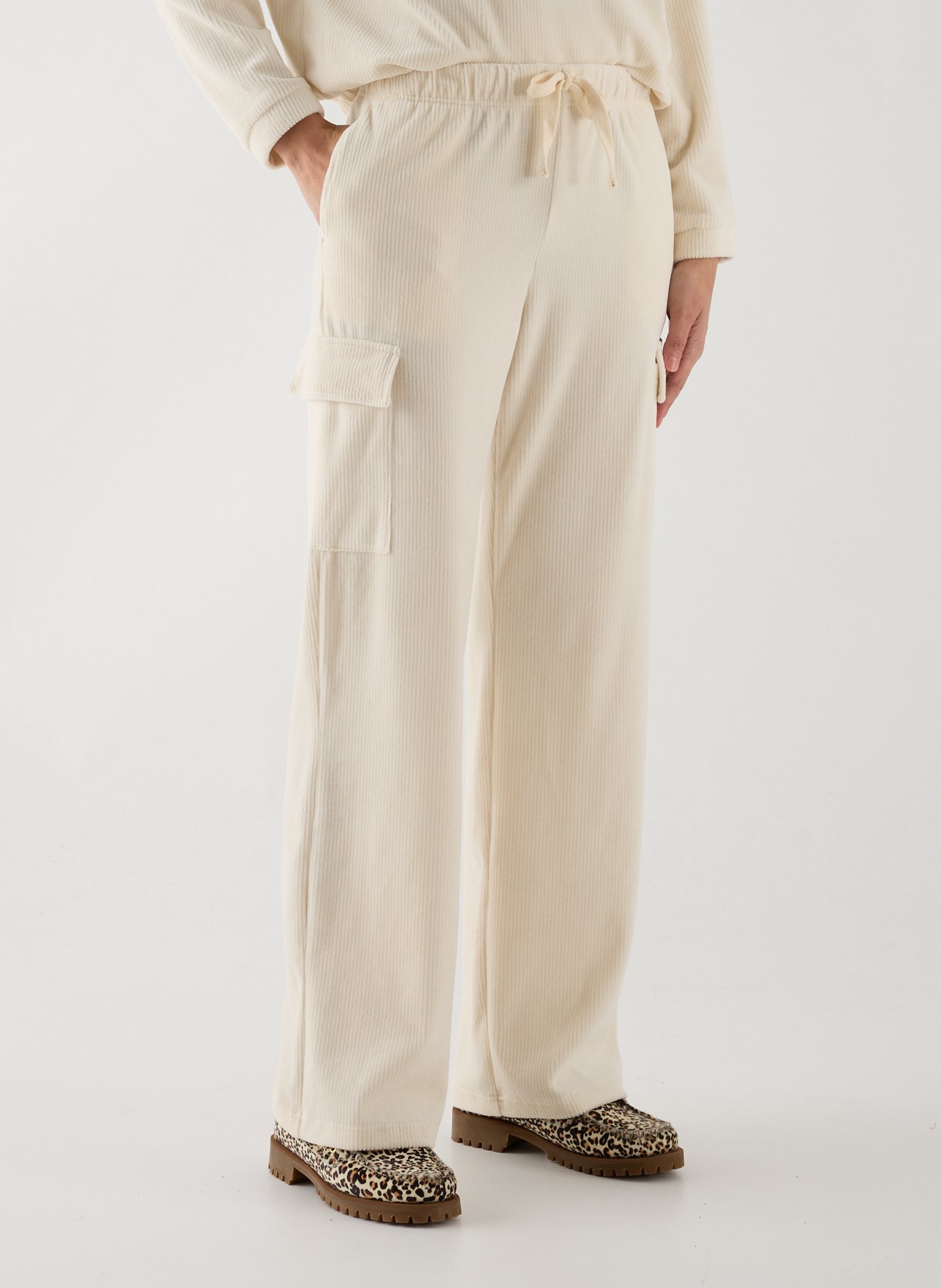 Pantalon de survêtement velours côtelé en coton mélangé BANANA MOON Beige