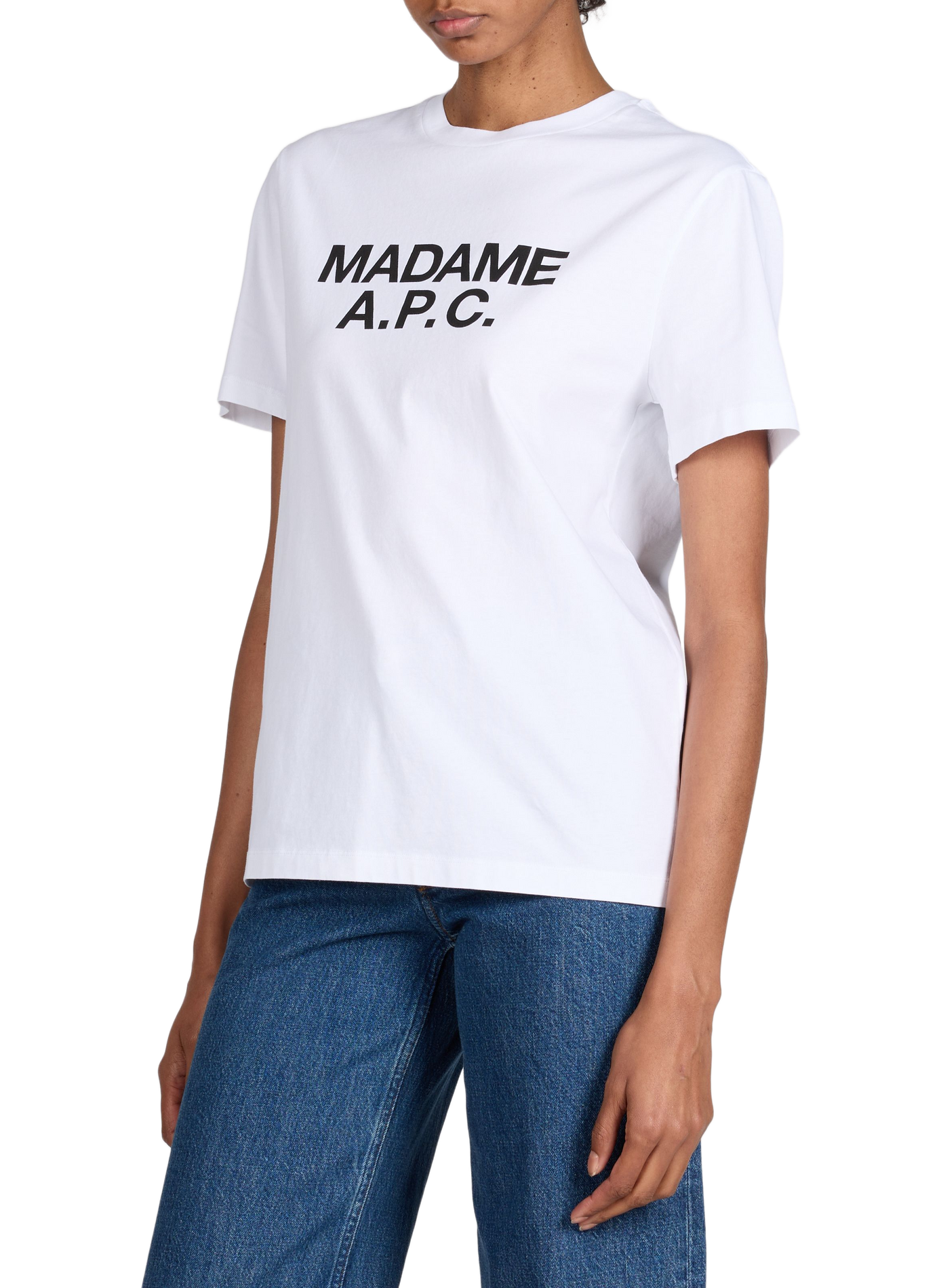 <p>T-shirt with round neckline printed brand in cotton</p> A.P.C. White