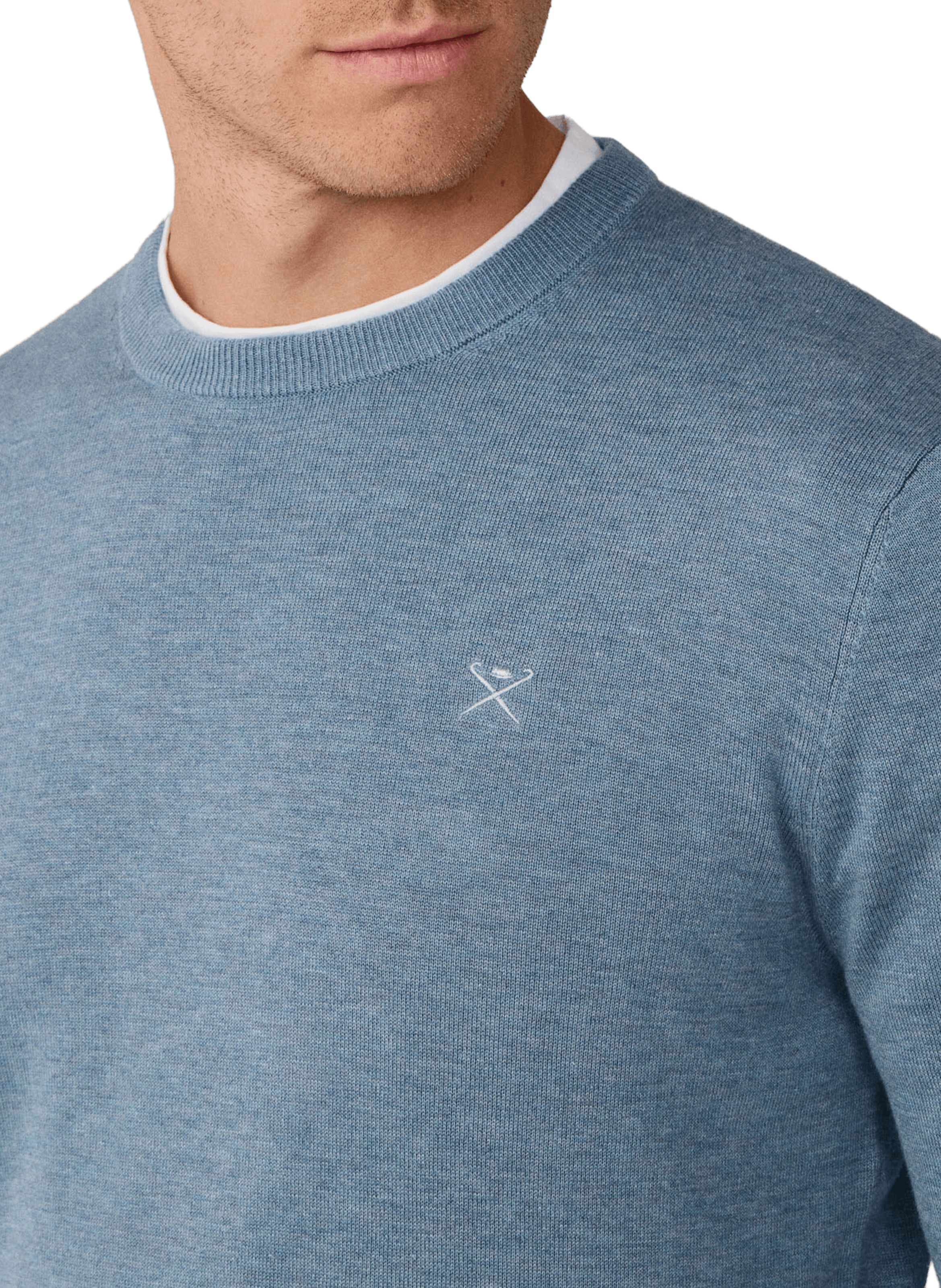 Round neck sweater in cotton and silk HACKETT Blue